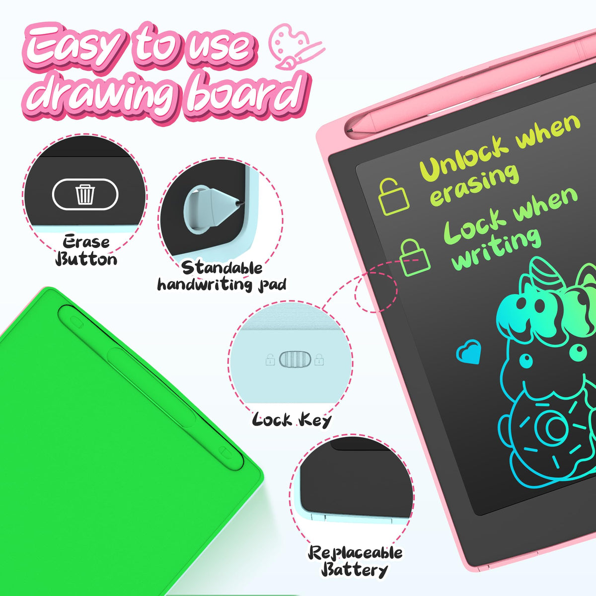 LEYAOYAO 3 Pack LCD Writing Tablet for Kids – Colorful Doodle Boards, Erasable & Reusable (Ages 3–6)