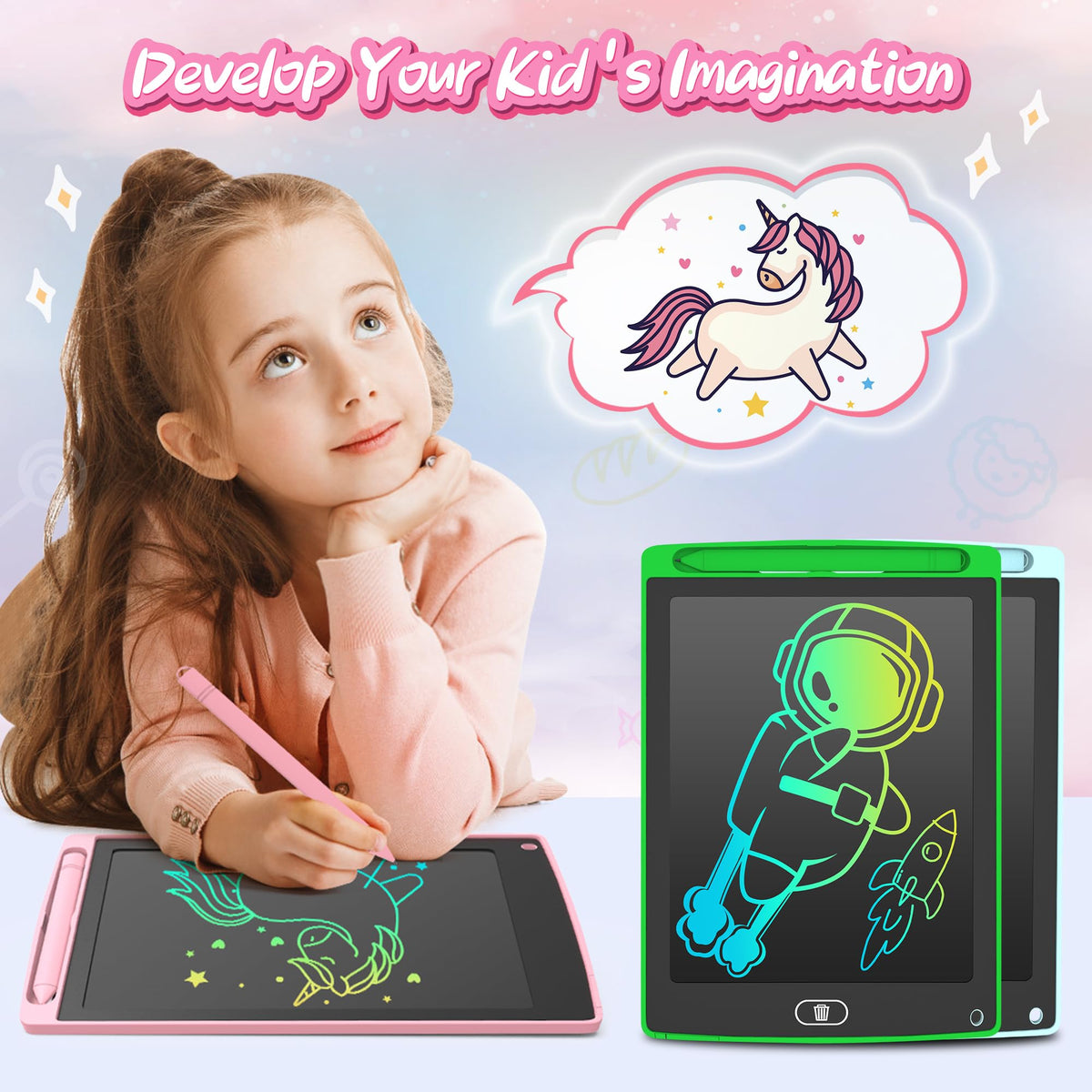 LEYAOYAO 3 Pack LCD Writing Tablet for Kids – Colorful Doodle Boards, Erasable & Reusable (Ages 3–6)