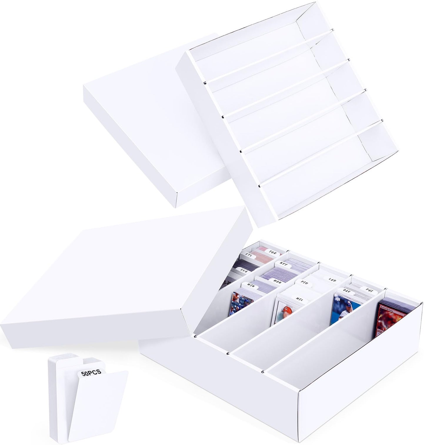 Leyzan 5-Row Trading Card Storage Box – 2 Pack, Durable Stackable Organizer for MTG, TCG & Sports Cards