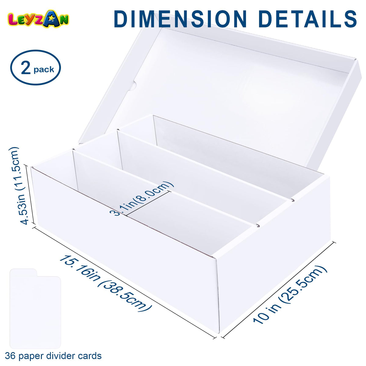 Leyzan 2-Pack Trading Card Storage Box — 2400-Card Capacity with Dividers for MTG, TCG, Sports