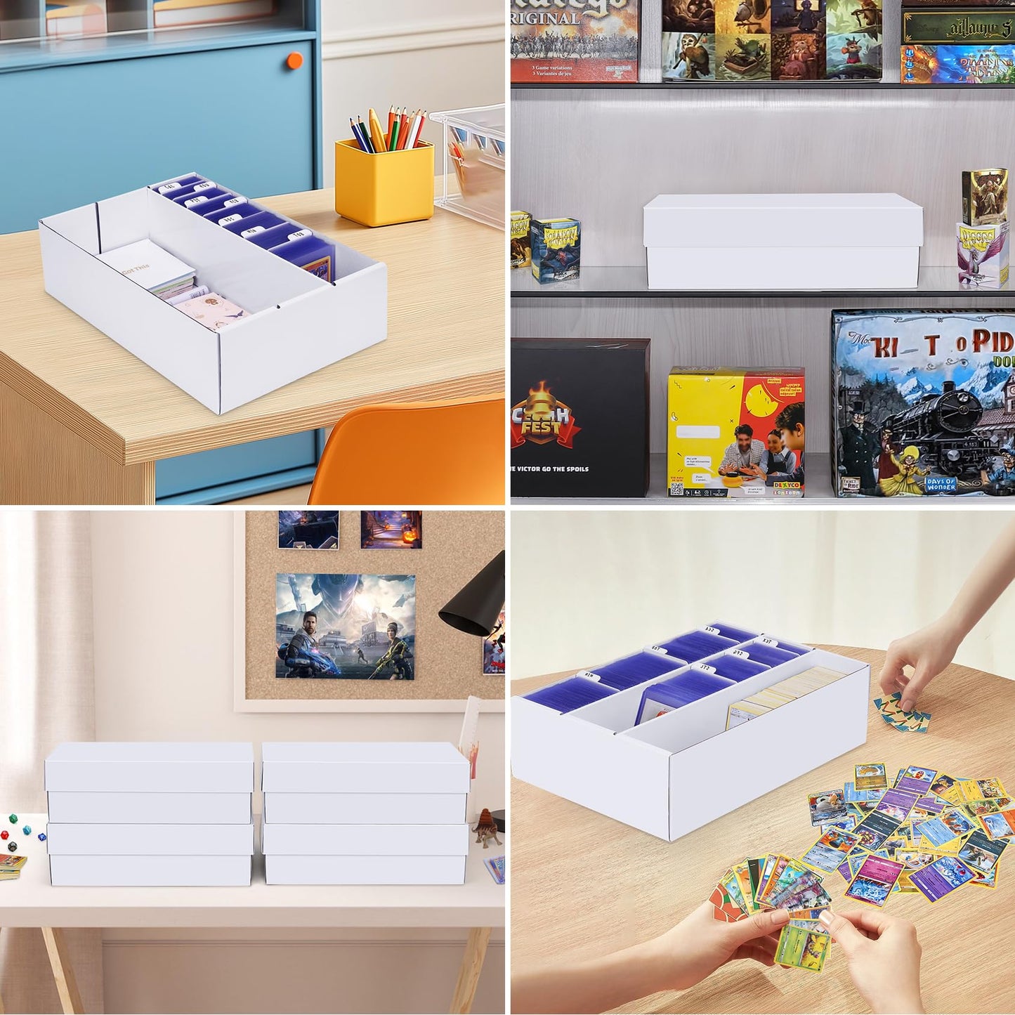 Leyzan Trading Card Storage Box 4 Pack – 2400-Card Capacity with Dividers for MTG, TCG, Sports