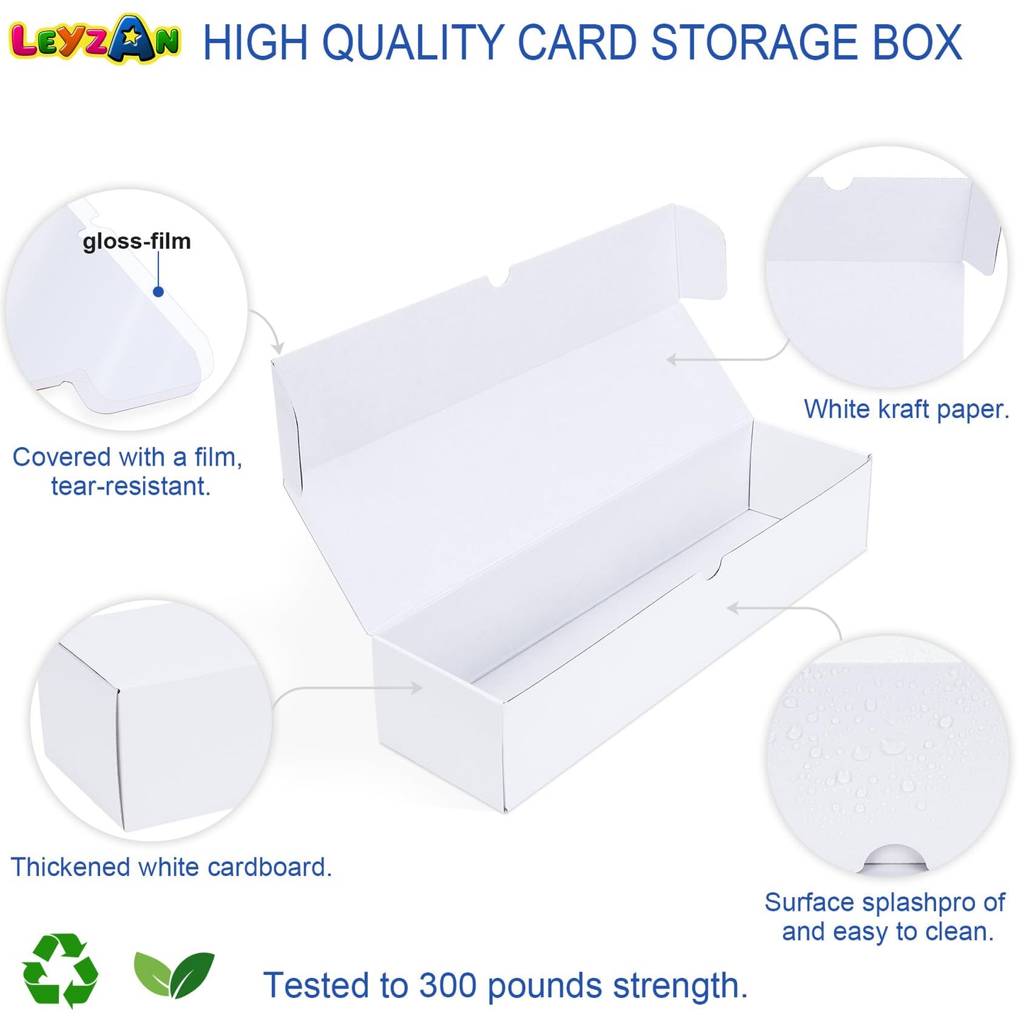 Leyzan 8-Pack Trading Card Storage Box – 1000-Count Capacity, Dividers & Labels, 14.4-Inch Horizontal