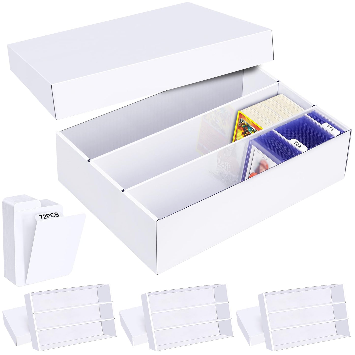 Leyzan Trading Card Storage Box 4 Pack – 2400-Card Capacity with Dividers for MTG, TCG, Sports