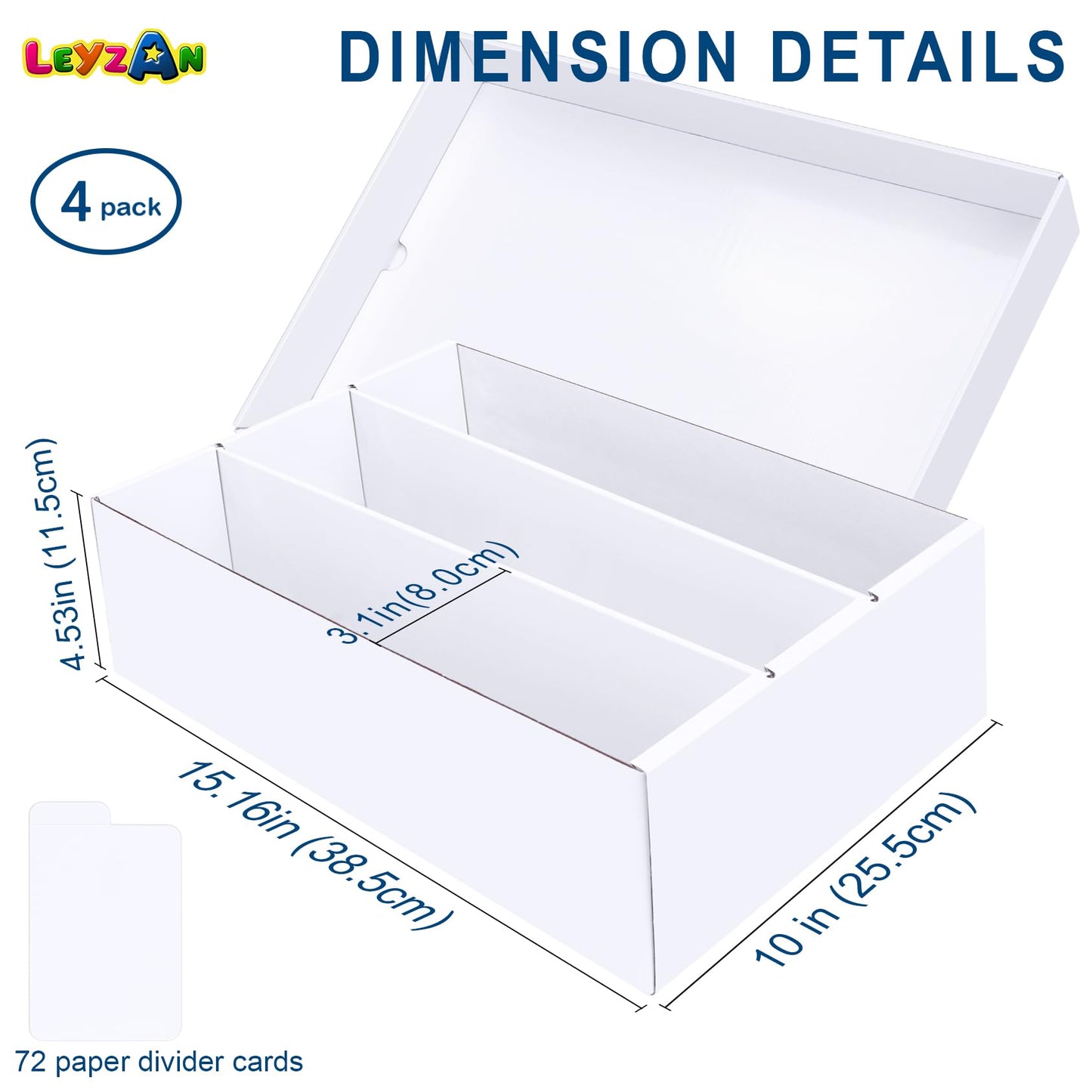Leyzan Trading Card Storage Box 4 Pack – 2400-Card Capacity with Dividers for MTG, TCG, Sports