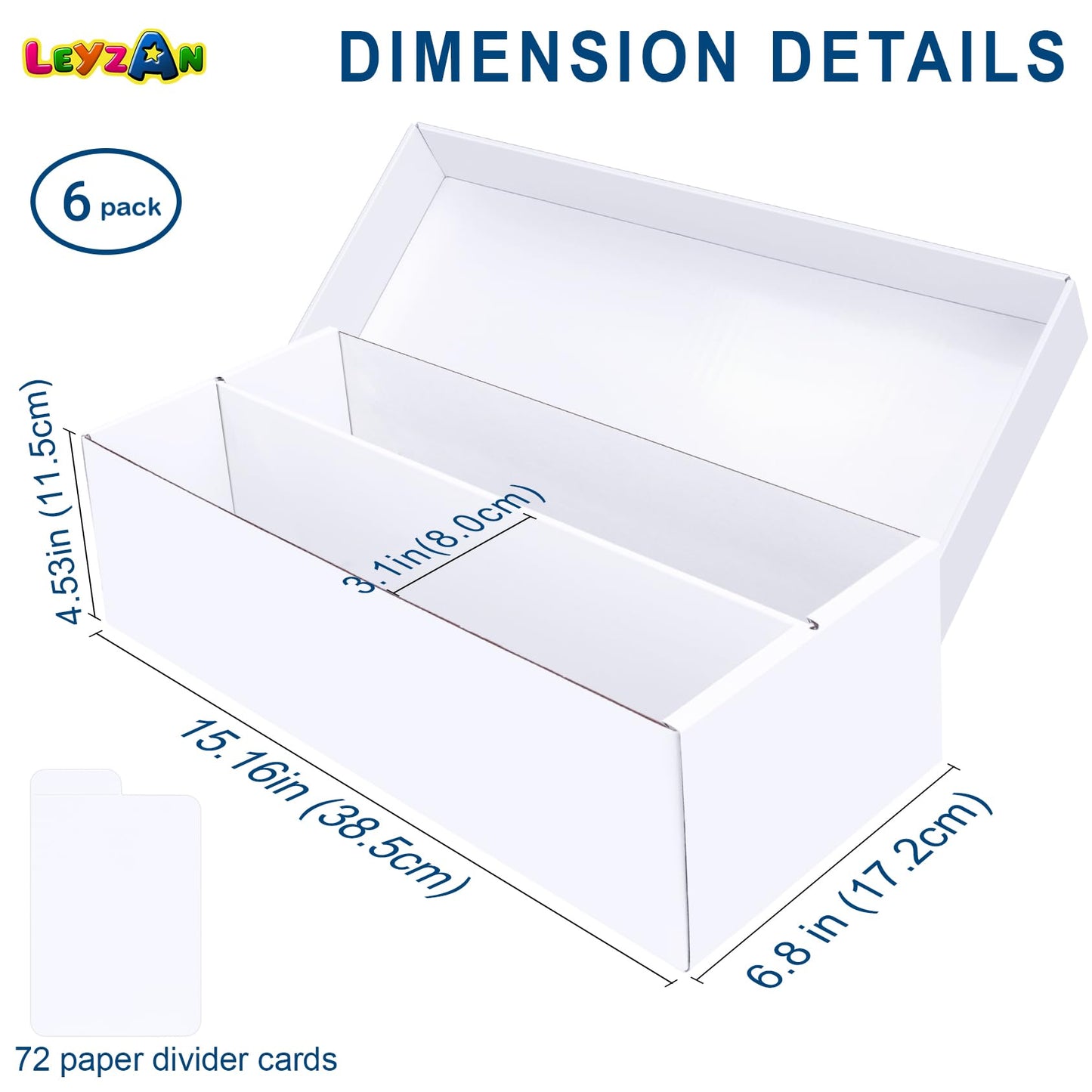 Leyzan 6-Pack Trading Card Storage Box – 1600 Card Capacity with Dividers