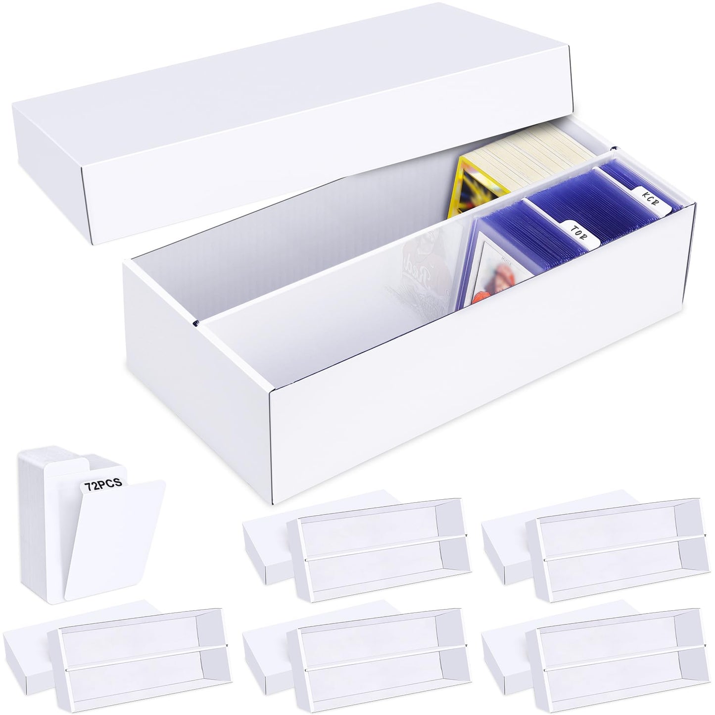 Leyzan 6-Pack Trading Card Storage Box – 1600 Card Capacity with Dividers