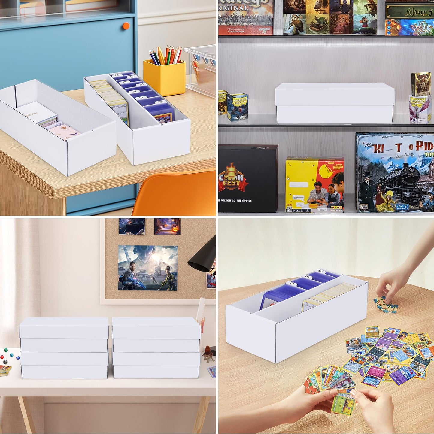 Leyzan 6-Pack Trading Card Storage Box – 1600 Card Capacity with Dividers