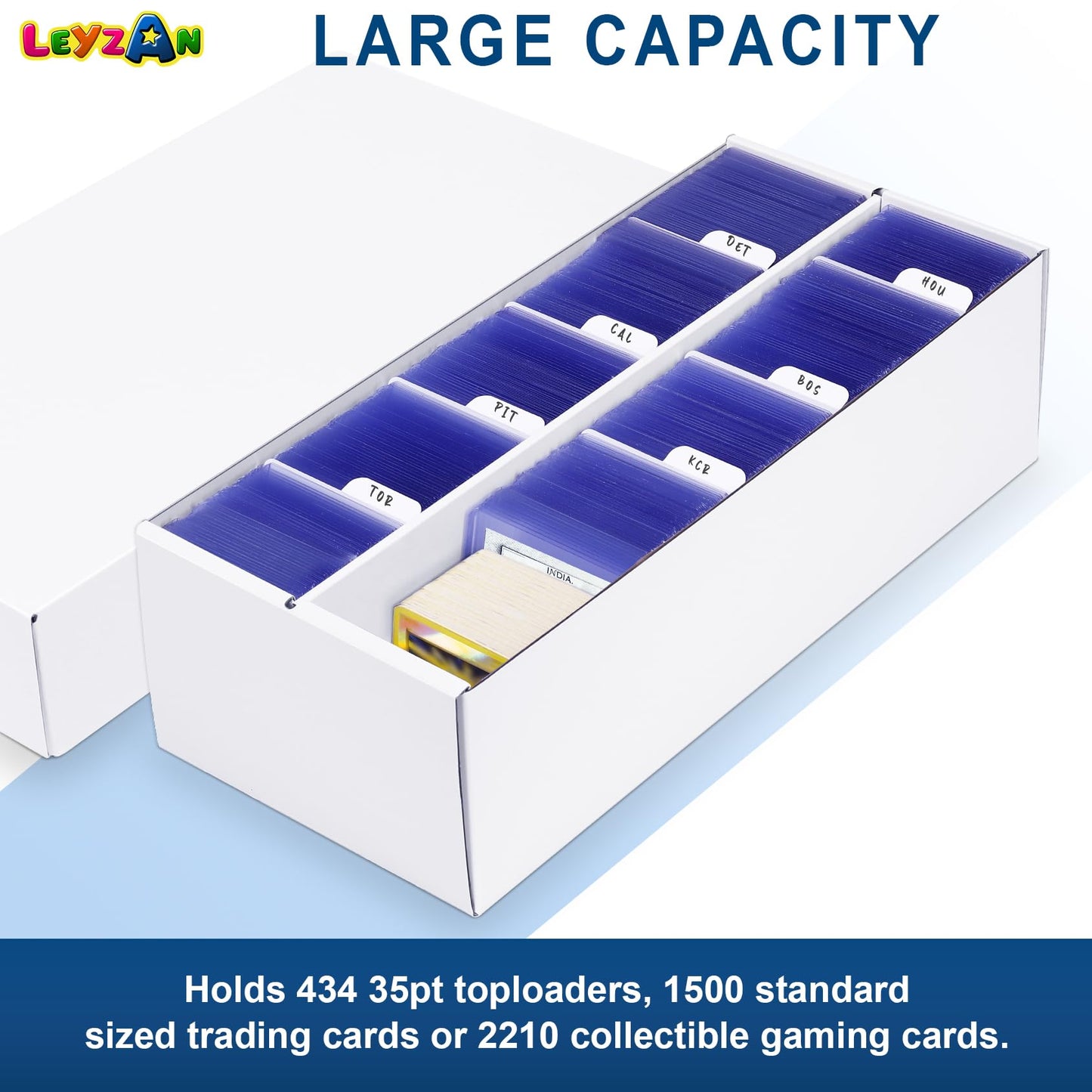 Leyzan 6-Pack Trading Card Storage Box – 1600 Card Capacity with Dividers