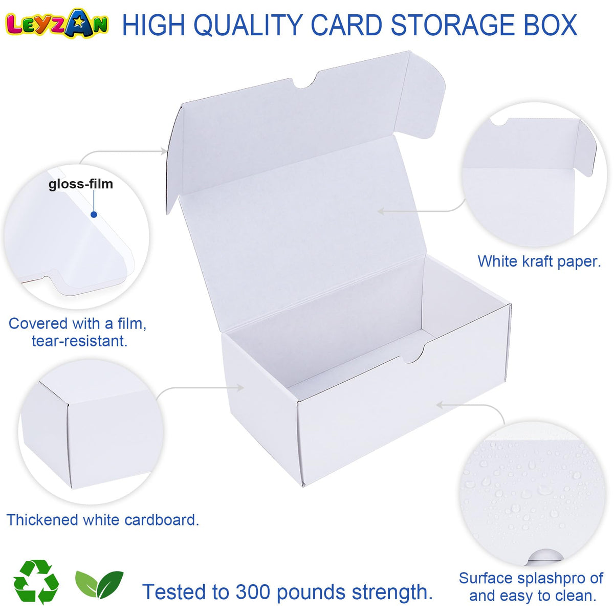 Leyzan Trading-Card Storage Box 8-Pack — 400 Card Capacity with Dividers & Labels