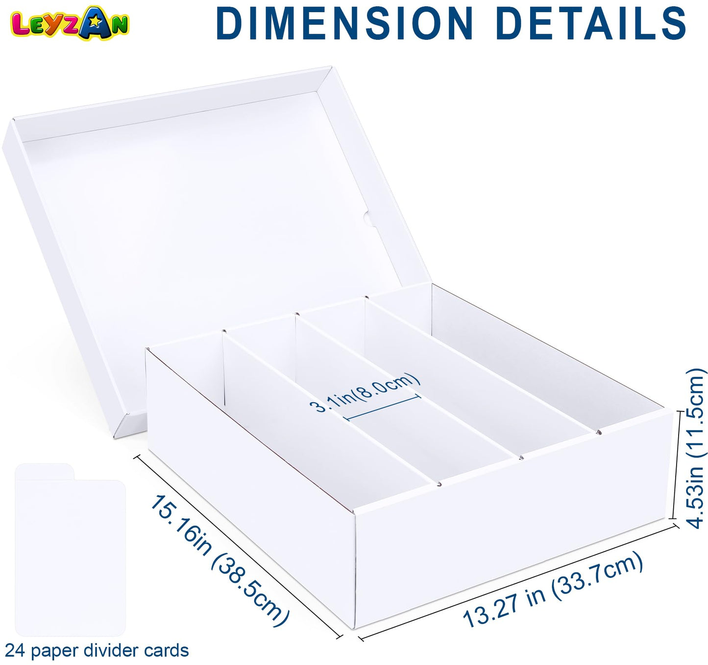 Leyzan Trading Card Storage Box – 3200 Card Capacity with Divider for Sports, TCG, MTG (1 Pack)
