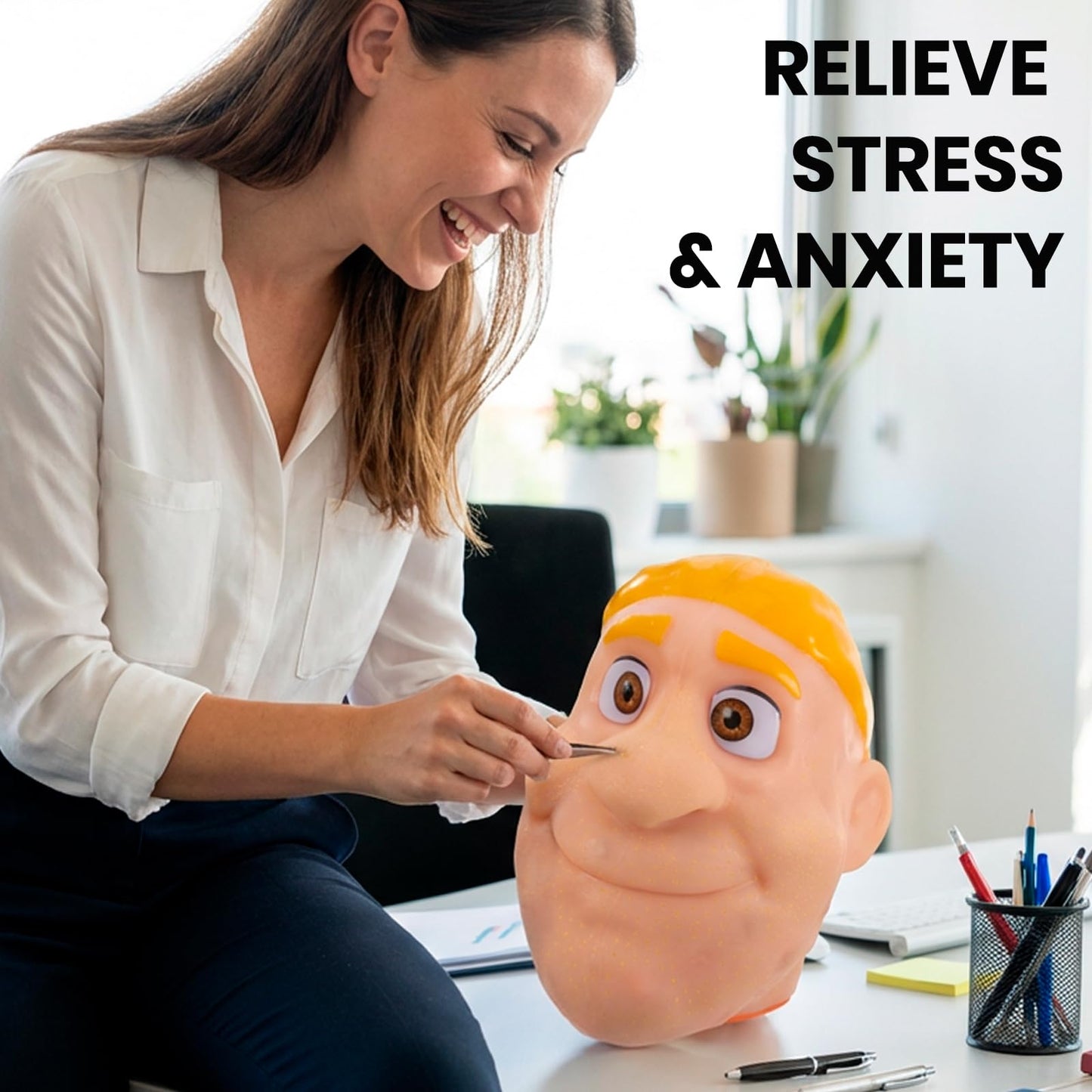 LFEX Pimple Popping Toy – Big Head Squeeze Toy with Golden Hair for Stress Relief | Reusable Refill