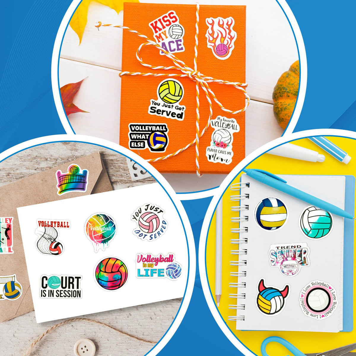 LGFMGWH 150Pcs Waterproof Volleyball Stickers – Large Vinyl Pack for Water Bottles & Team Gifts