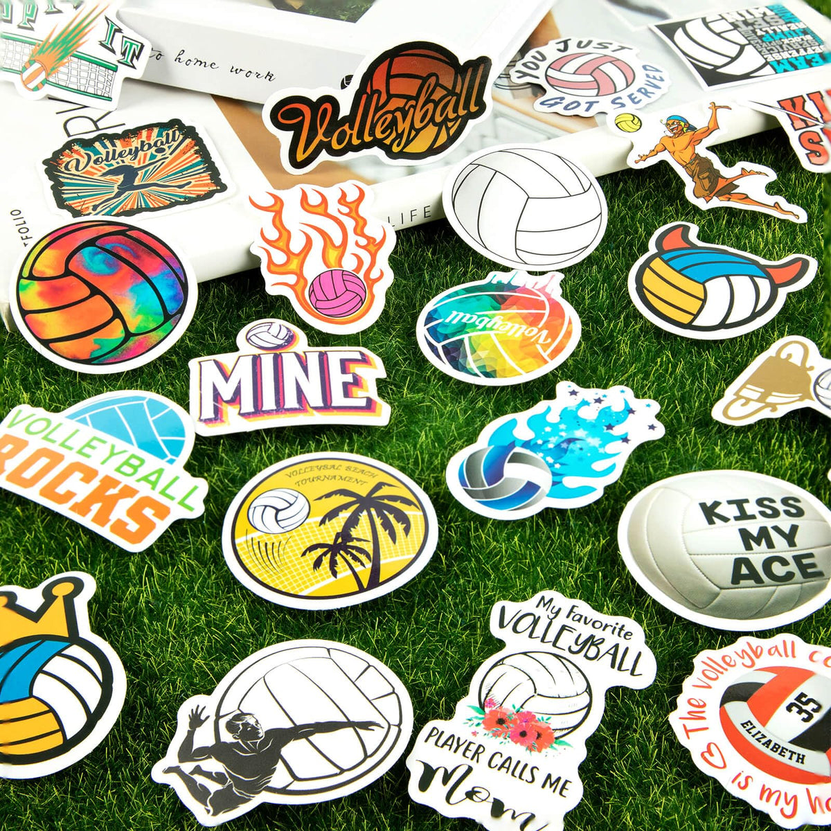 LGFMGWH 150Pcs Waterproof Volleyball Stickers – Large Vinyl Pack for Water Bottles & Team Gifts