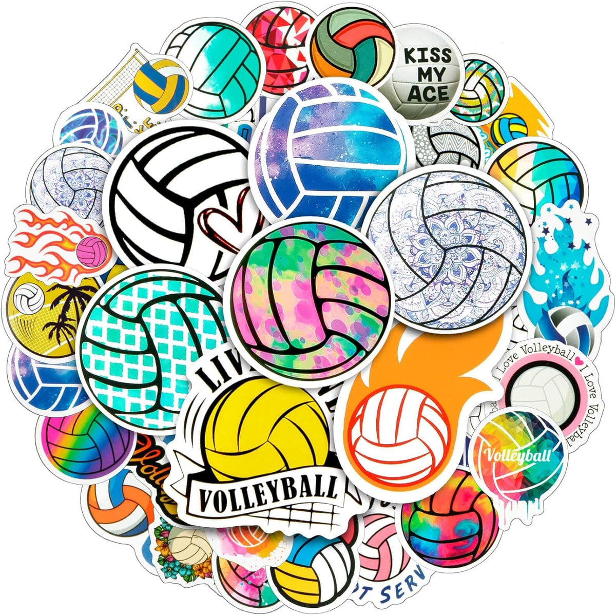 LGFMGWH 150Pcs Waterproof Volleyball Stickers – Large Vinyl Pack for Water Bottles & Team Gifts