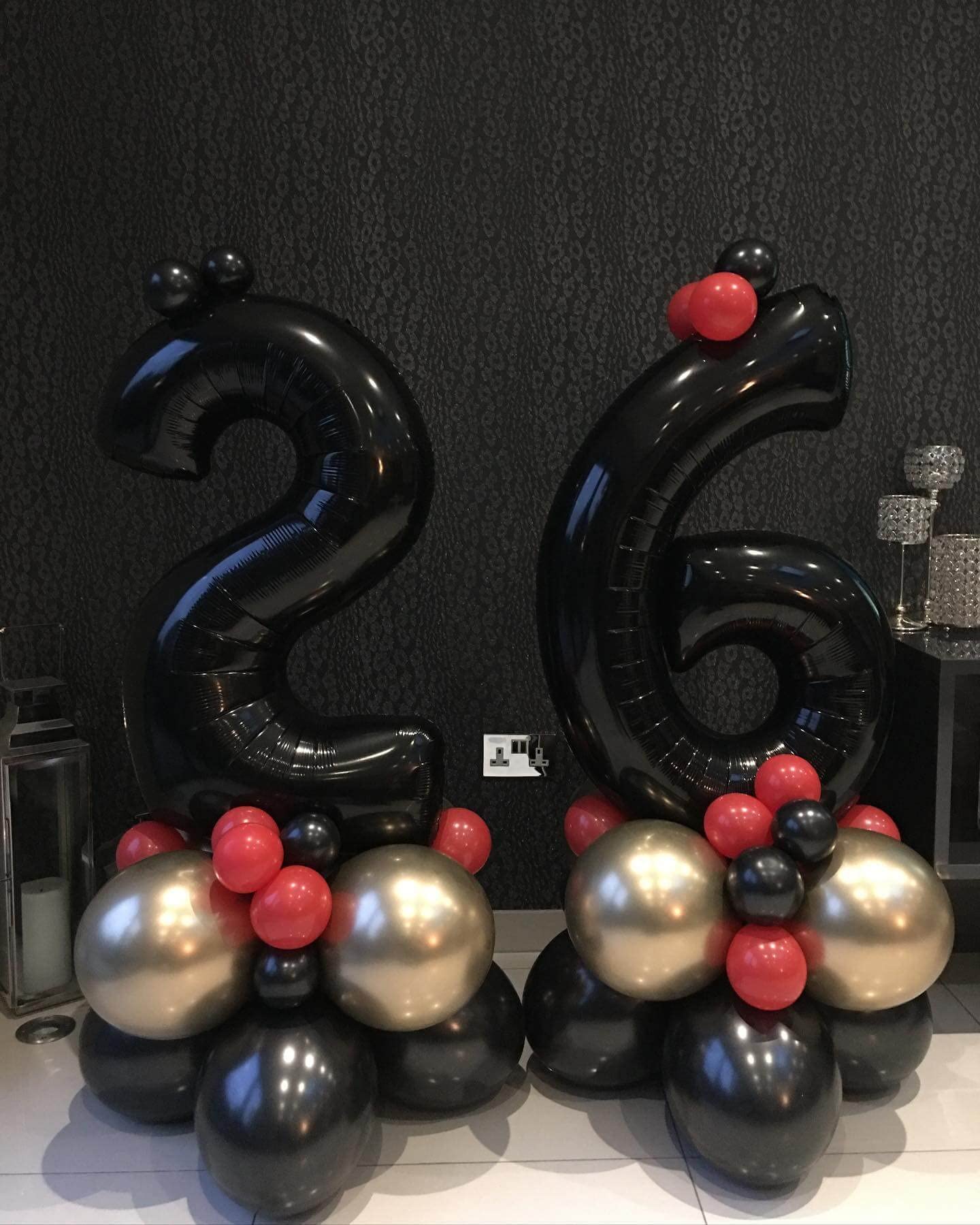 LHOAVWE 40in Black 60-Number Balloons – Giant Foil Mylar 60th Birthday Backdrop