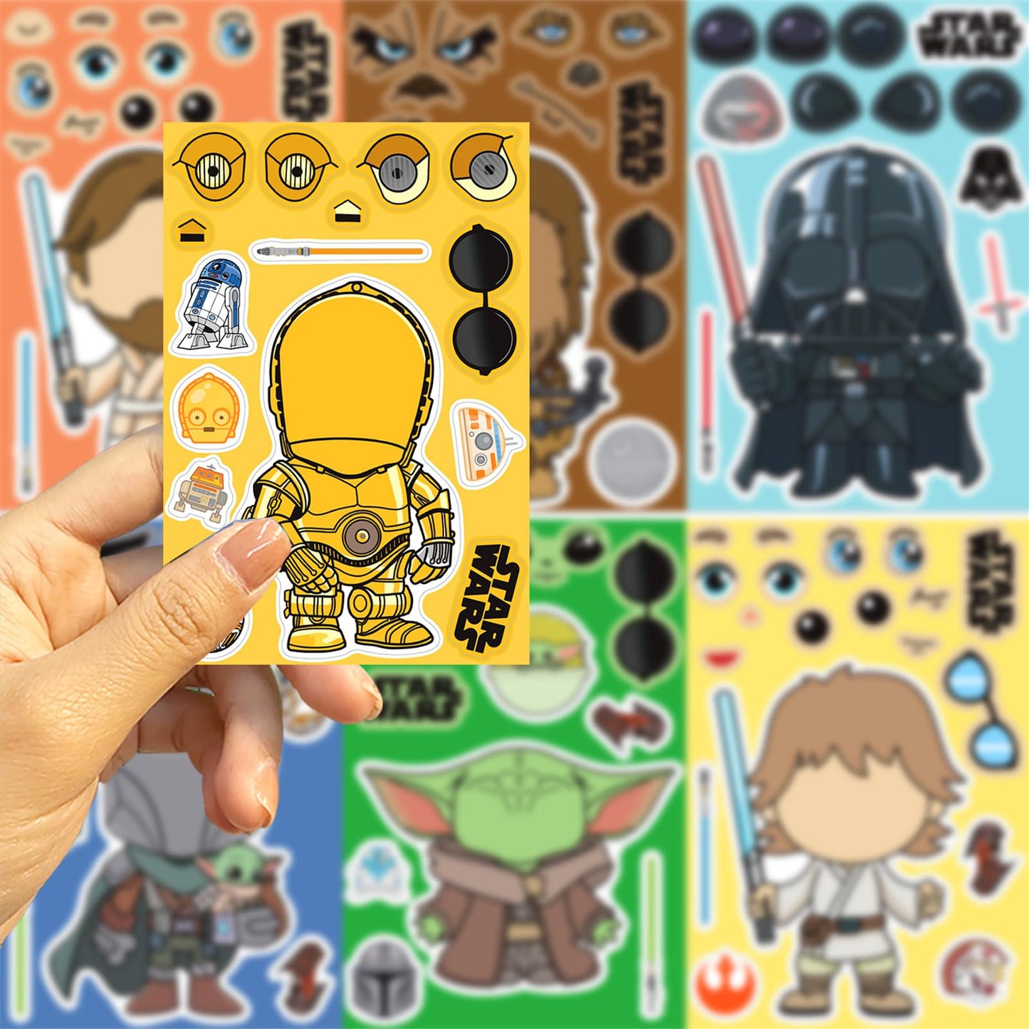 LHST Make a Face Star War Stickers for Teens – 24 Sheets, Waterproof Vinyl, 8 Princess Patterns