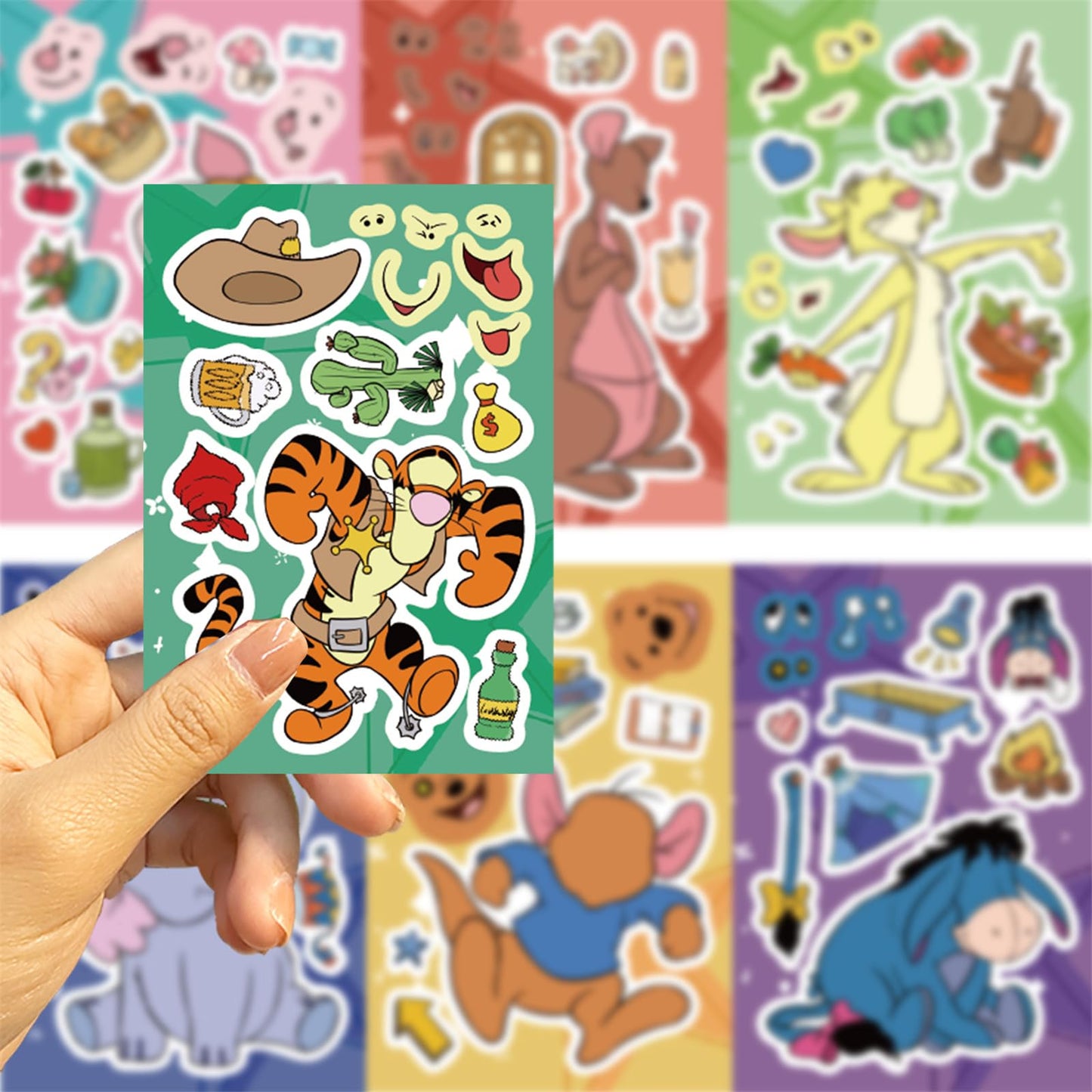 LHST Make a Face Winnie Pooh Bear Stickers – 24 Sheets, 8 Princess Patterns, 4.3x6.3 in