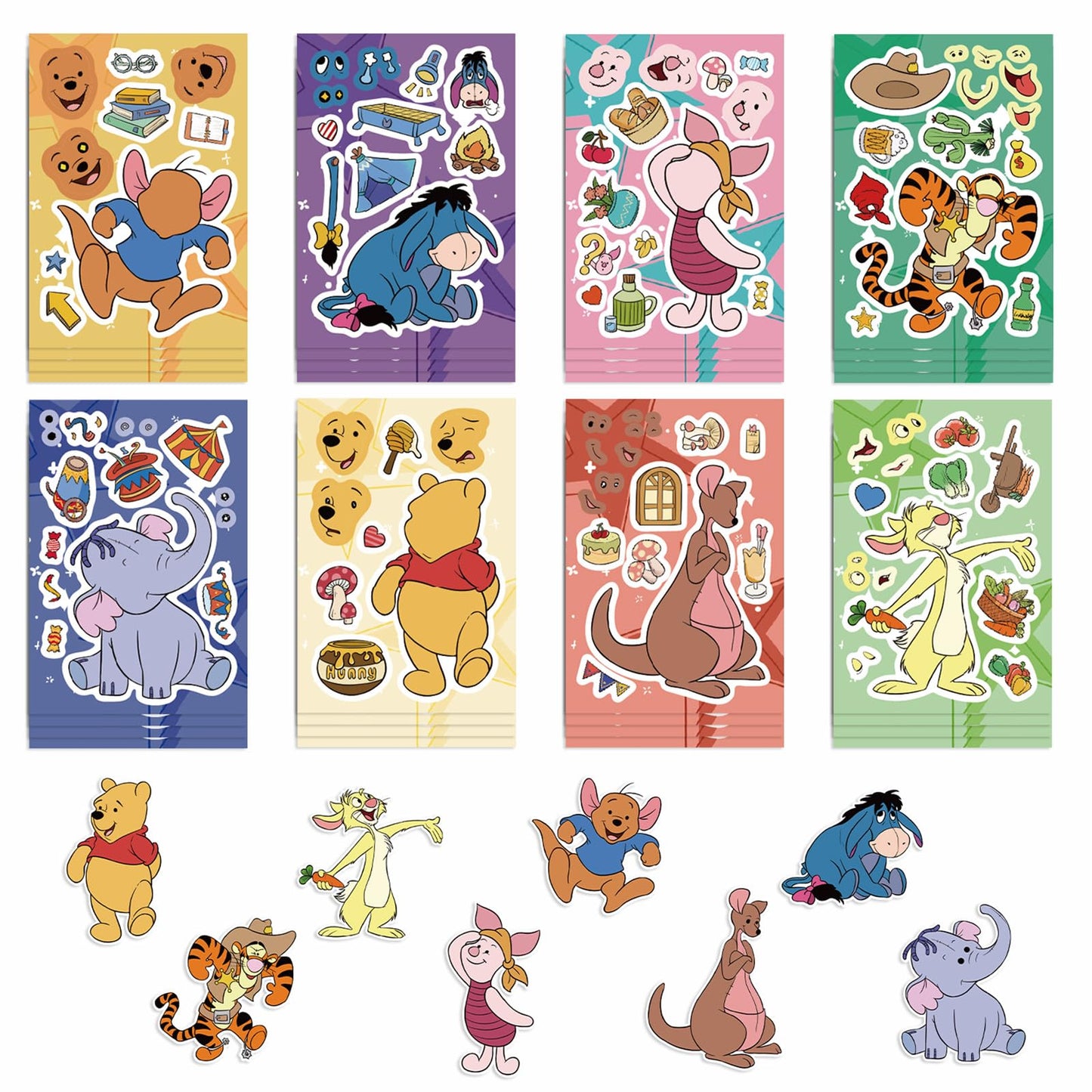 LHST Make a Face Winnie Pooh Bear Stickers – 24 Sheets, 8 Princess Patterns, 4.3x6.3 in