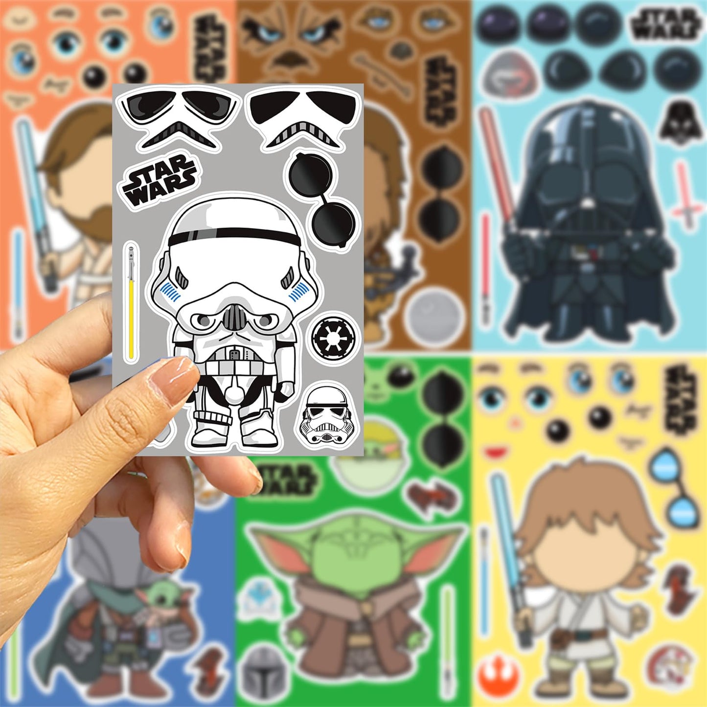 LHST Make a Face Star War Stickers for Teens – 24 Sheets, Waterproof Vinyl, 8 Princess Patterns