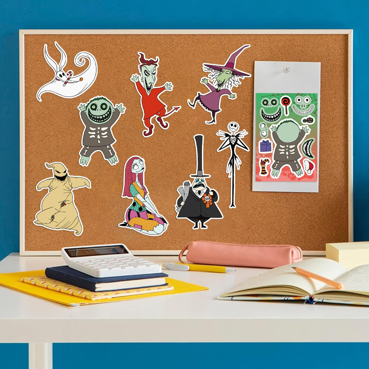 LIANKONG 24Sheets Nightmare Before Christmas Make-a-face Stickers — 8 Designs, DIY Party Decor