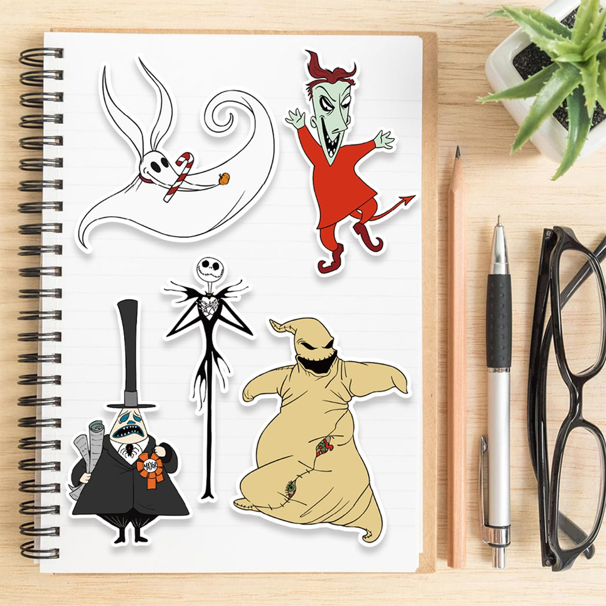 LIANKONG 24Sheets Nightmare Before Christmas Make-a-face Stickers — 8 Designs, DIY Party Decor