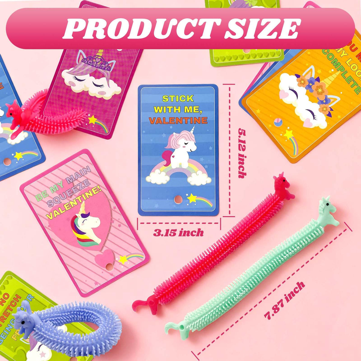 LIANORIST Valentines Day Cards for Kids — 25 Unicorn Stretchy String Fidget Toys