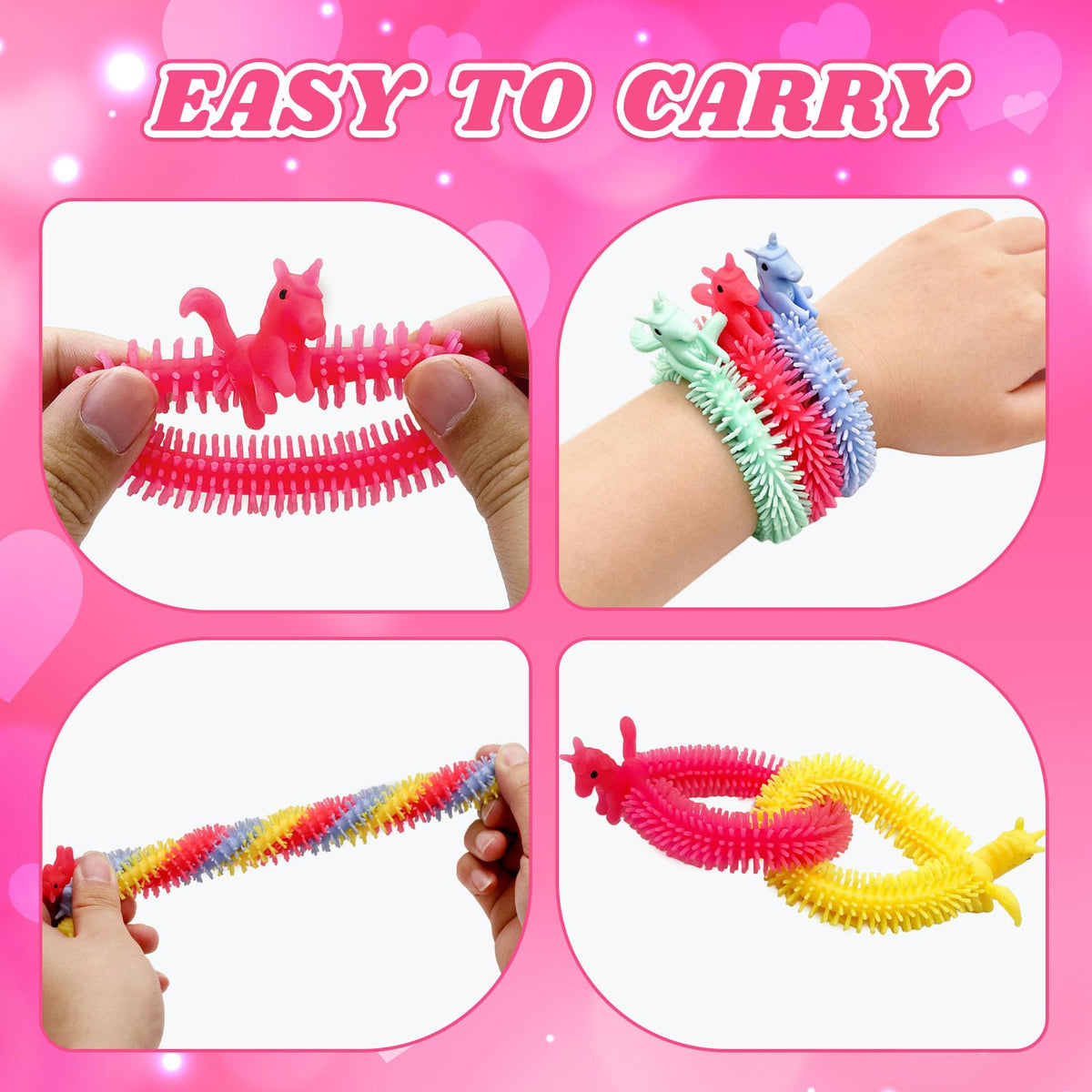 LIANORIST Valentines Day Cards for Kids — 25 Unicorn Stretchy String Fidget Toys