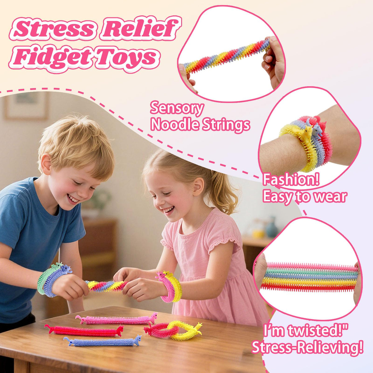 LIANORIST Valentines Day Cards for Kids — 25 Unicorn Stretchy String Fidget Toys