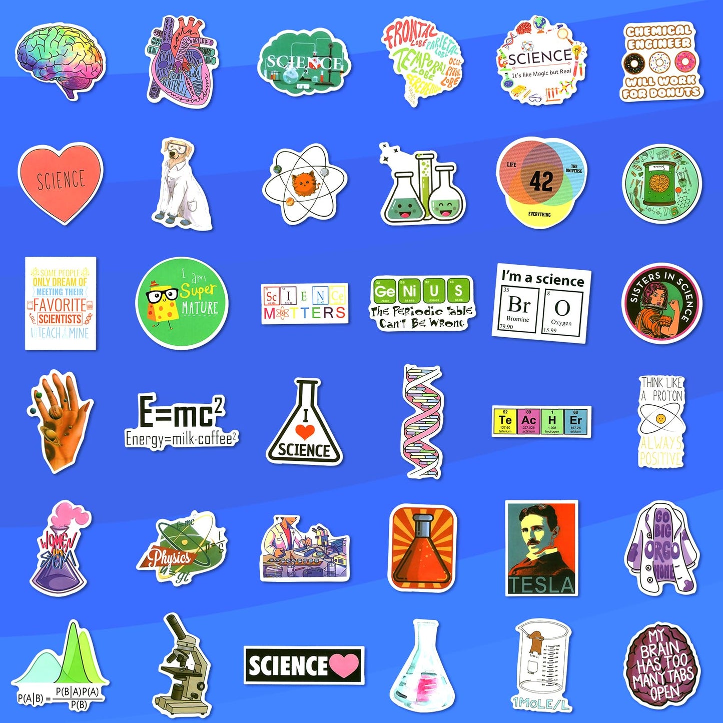 LIAOWL 100 PCS Science Stickers for Water Bottles – Waterproof Lab Stickers for Students & Teachers