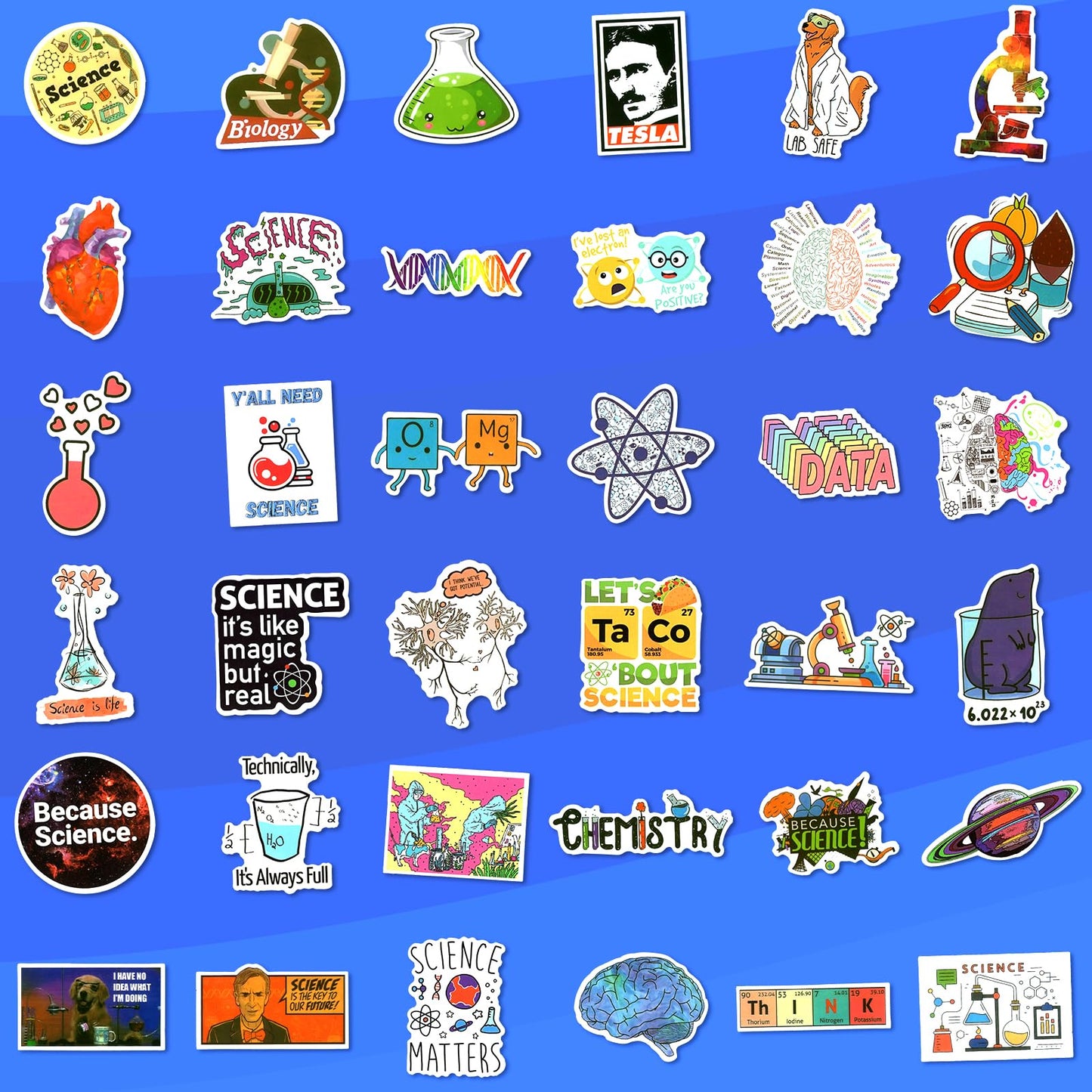LIAOWL 100 PCS Science Stickers for Water Bottles – Waterproof Lab Stickers for Students & Teachers