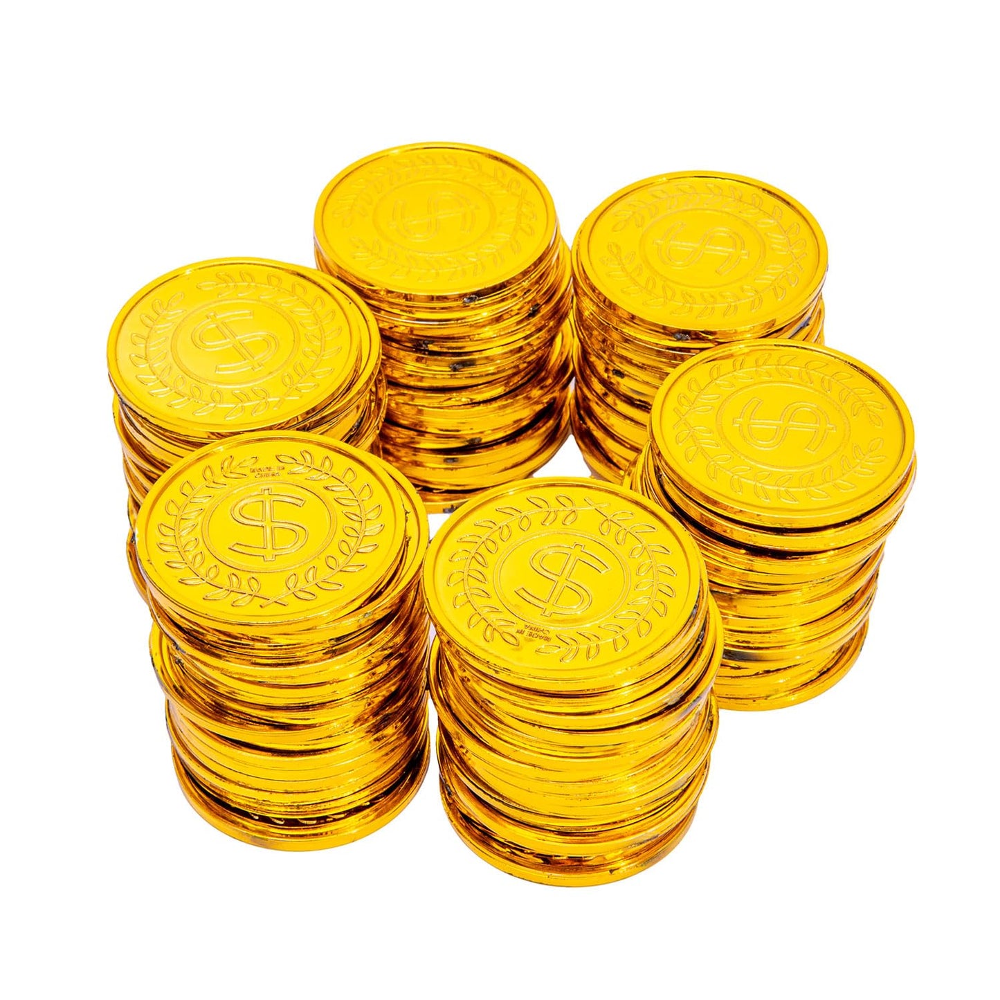 Liatunou 50 Pcs Plastic Gold Coins Set – Treasure Hunts, Pirate Parties, Rewards