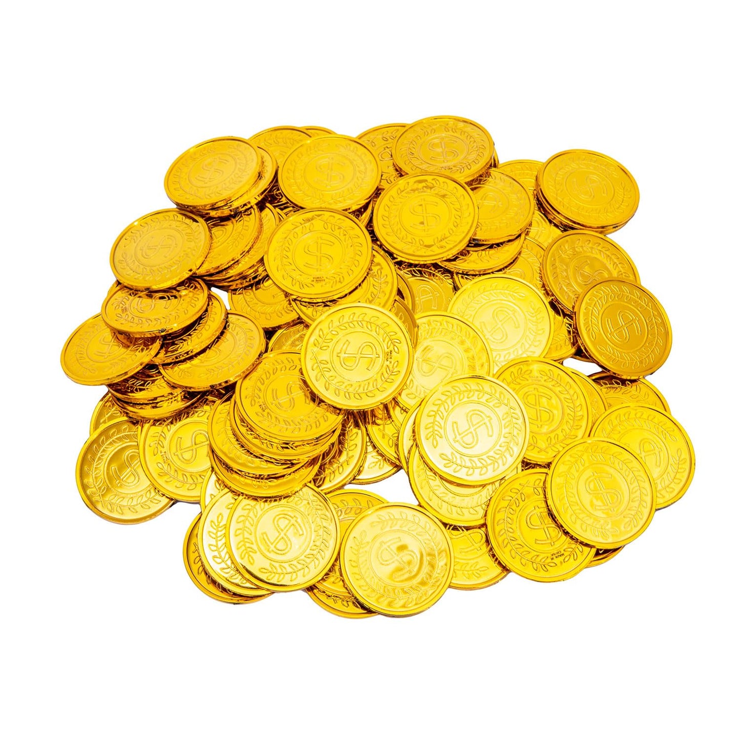 Liatunou 100 Pcs Plastic Gold Coins Bulk | Pirate Treasure Hunt & Party Decorations