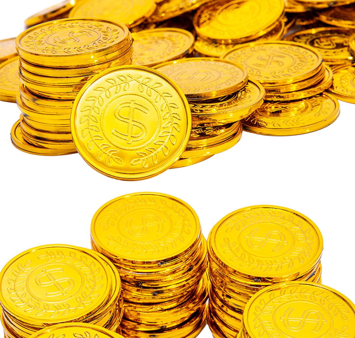 Liatunou 50 Pcs Plastic Gold Coins Set – Treasure Hunts, Pirate Parties, Rewards