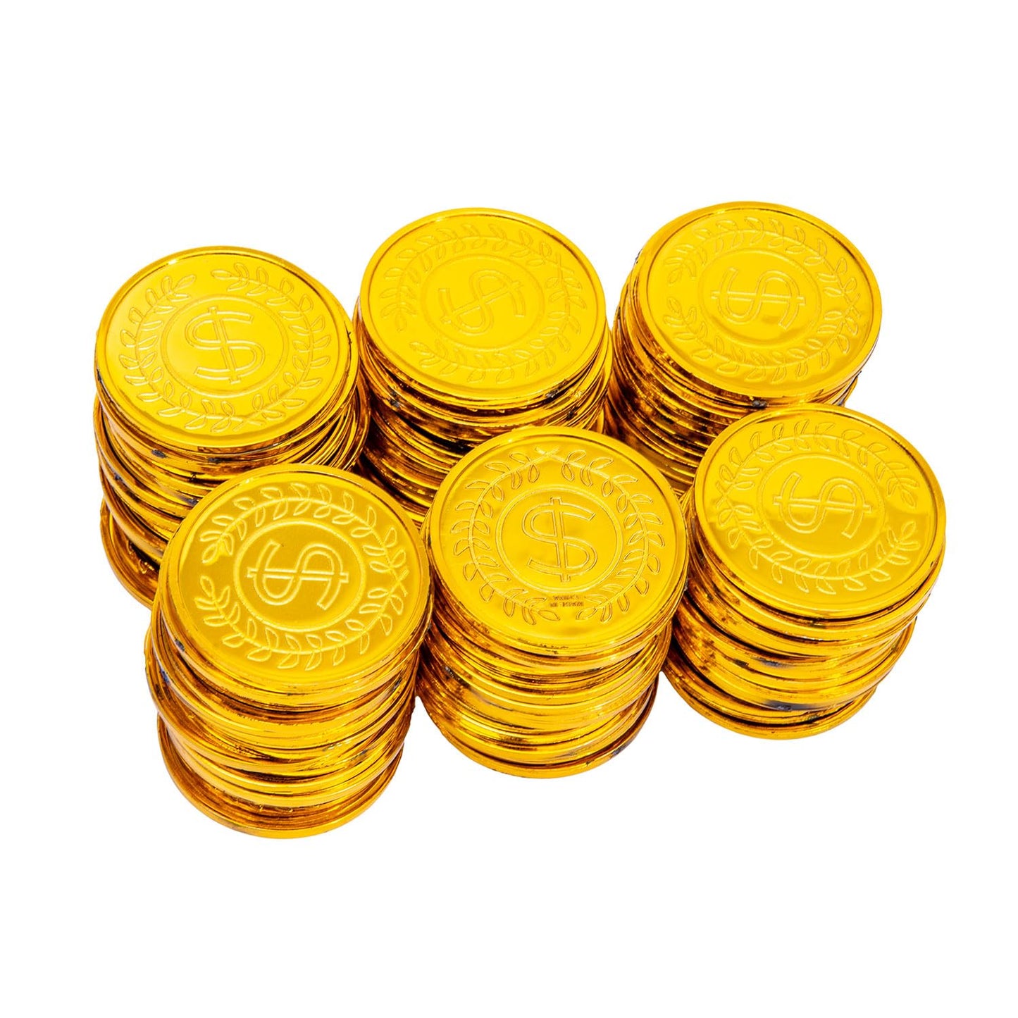Liatunou 100 Pcs Plastic Gold Coins Bulk | Pirate Treasure Hunt & Party Decorations
