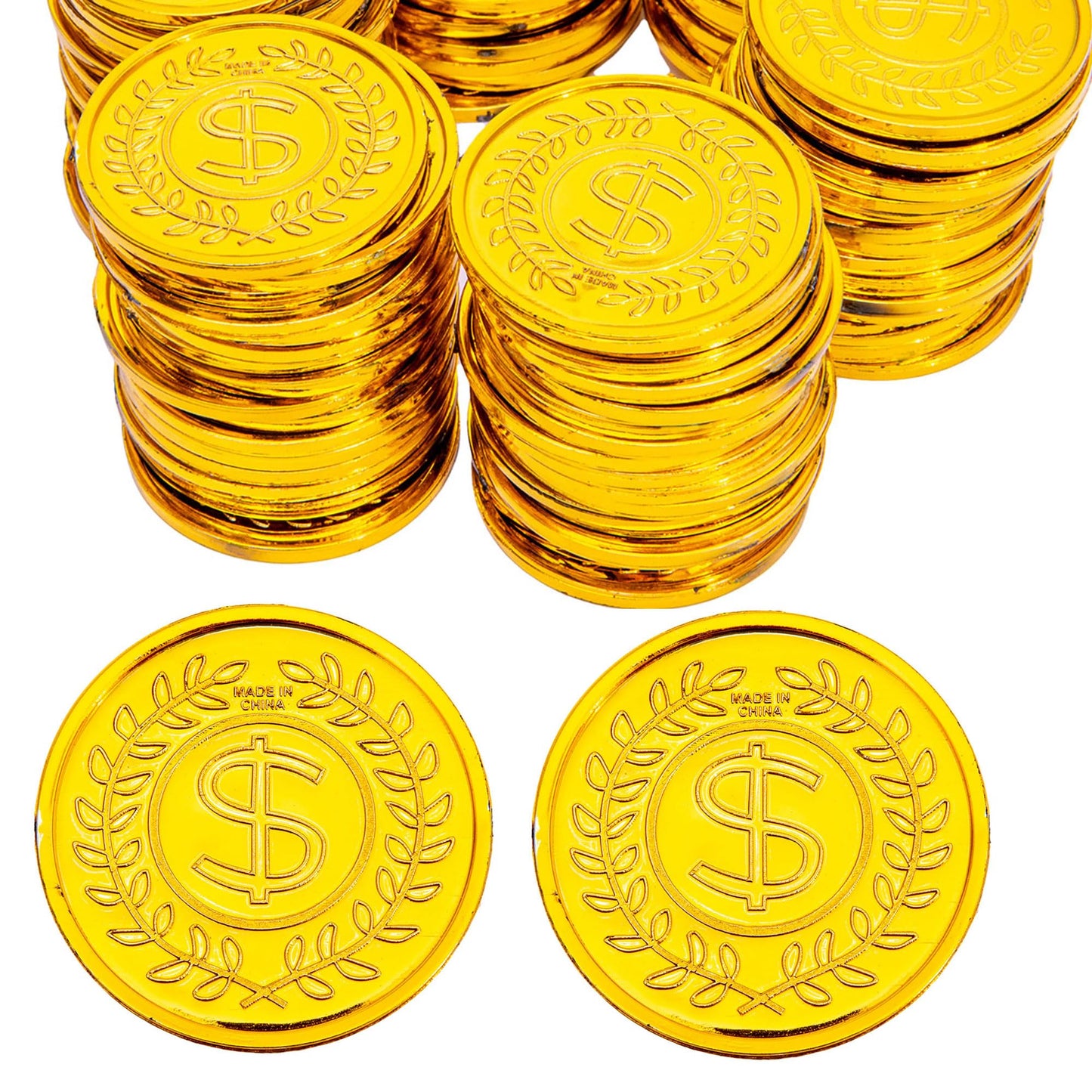 Liatunou 50 Pcs Plastic Gold Coins Set – Treasure Hunts, Pirate Parties, Rewards