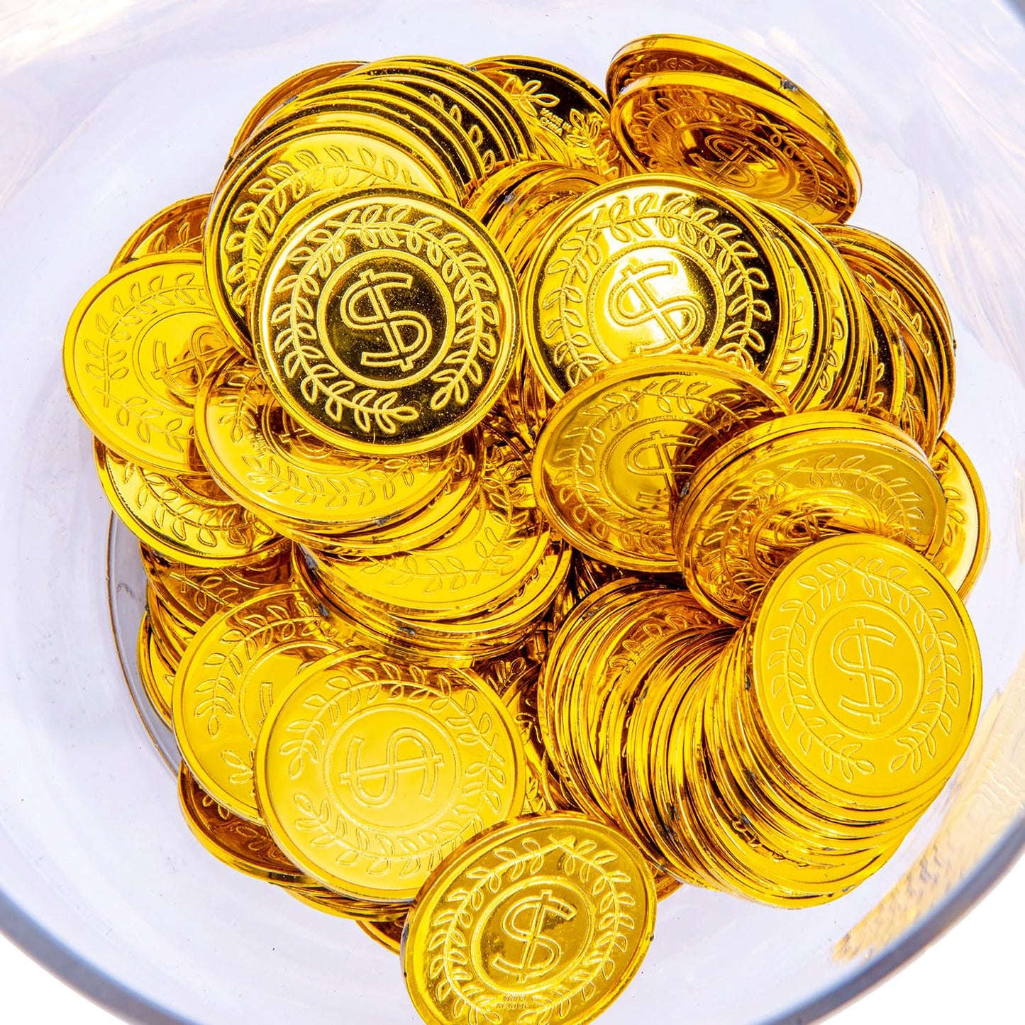 Liatunou 100 Pcs Plastic Gold Coins Bulk | Pirate Treasure Hunt & Party Decorations