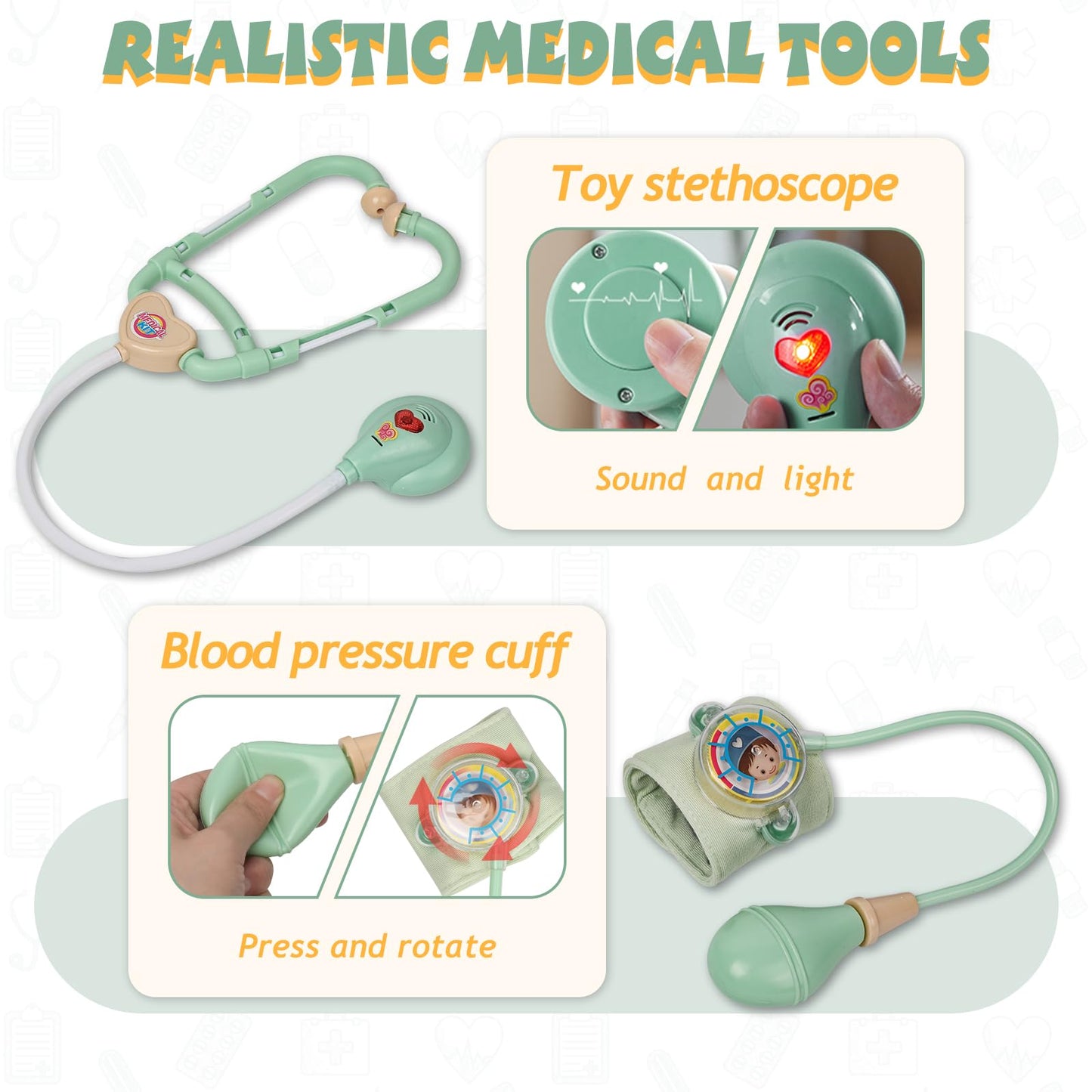 Liberry Doctor Kit for Toddlers (3-5) — 30-Piece Pretend Play Set with Stethoscope & Costume