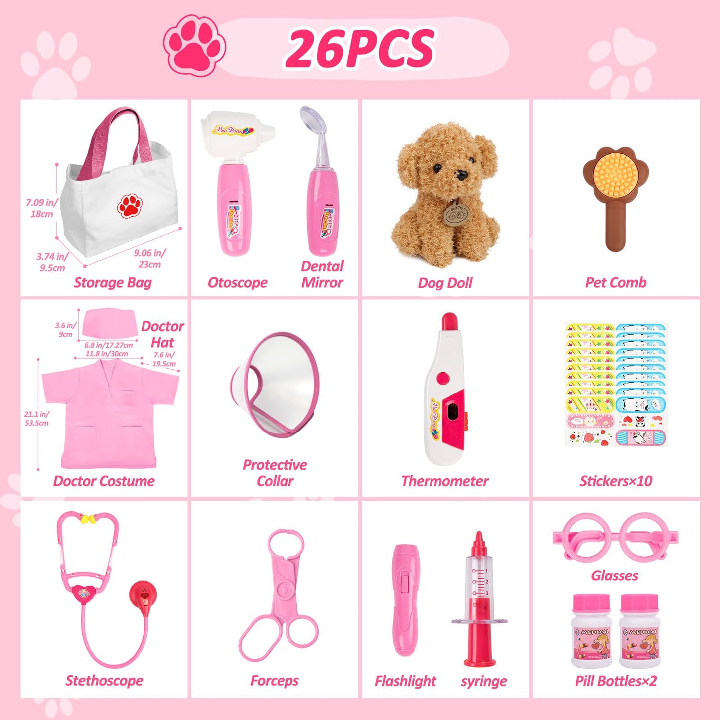 Liberry Doctor Kit for Toddlers – 26 Pcs Vet Playset with Stethoscope & Dress-Up Costume