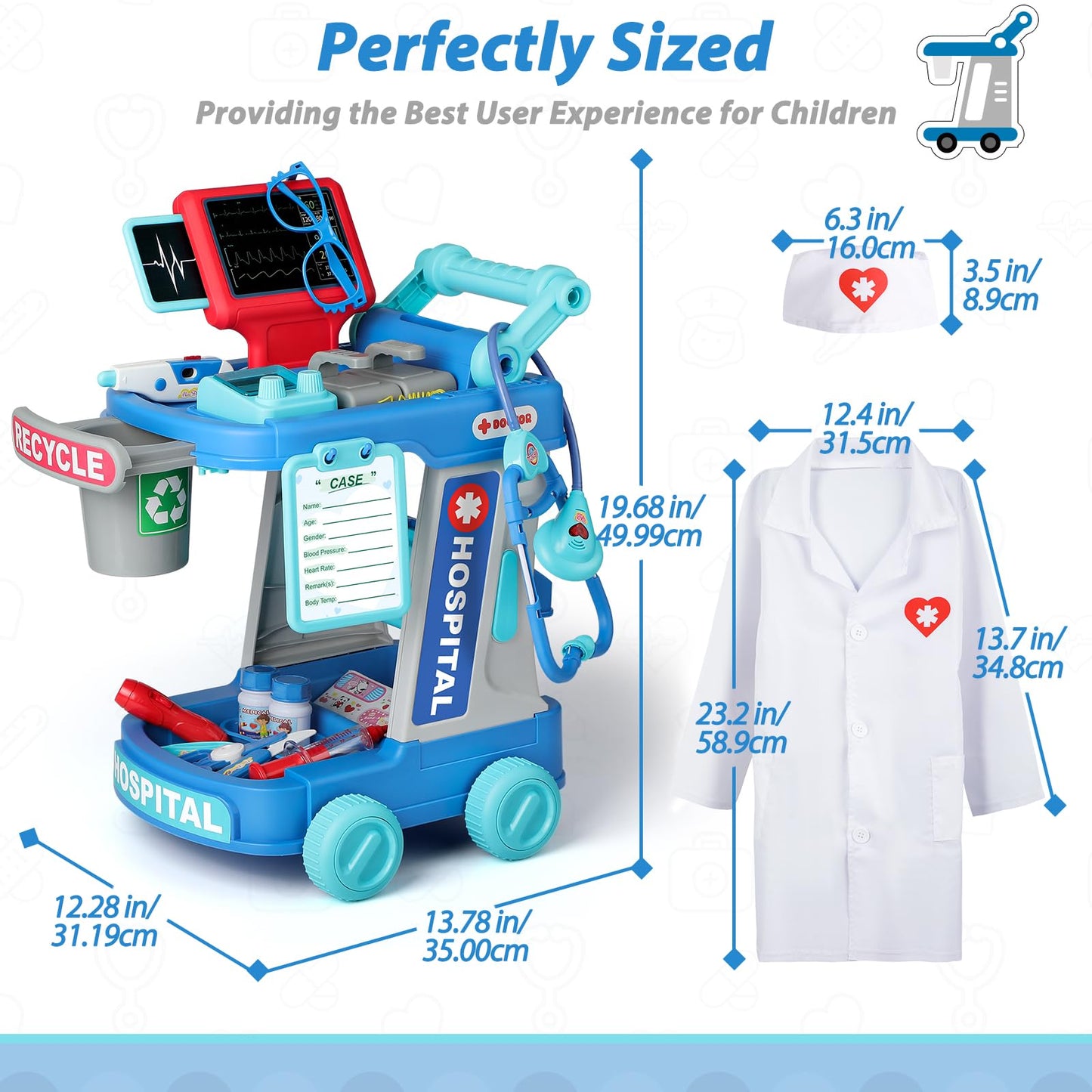 Liberry Doctor Kit for Toddlers - Cart Playset with Stethoscope & Tools (Green)