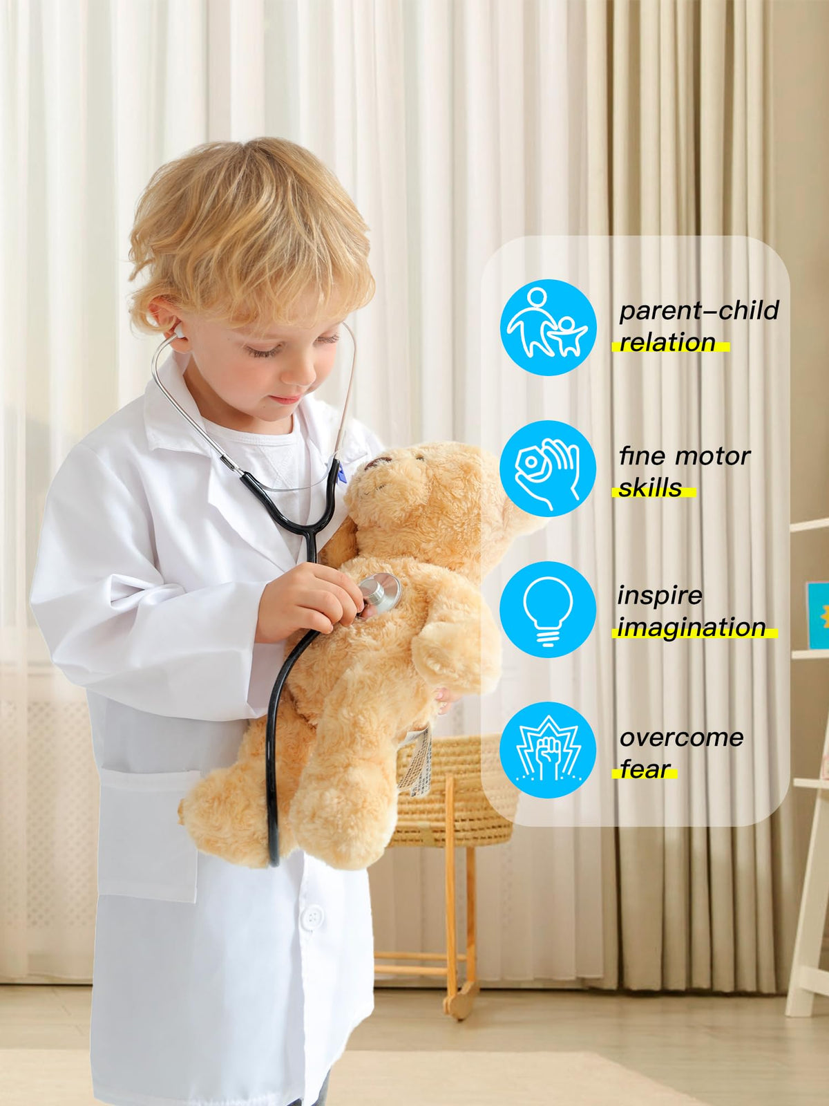 Liberry Doctor Kit for Toddlers 3-5 | Pretend Play Doctor Coat & Stethoscope