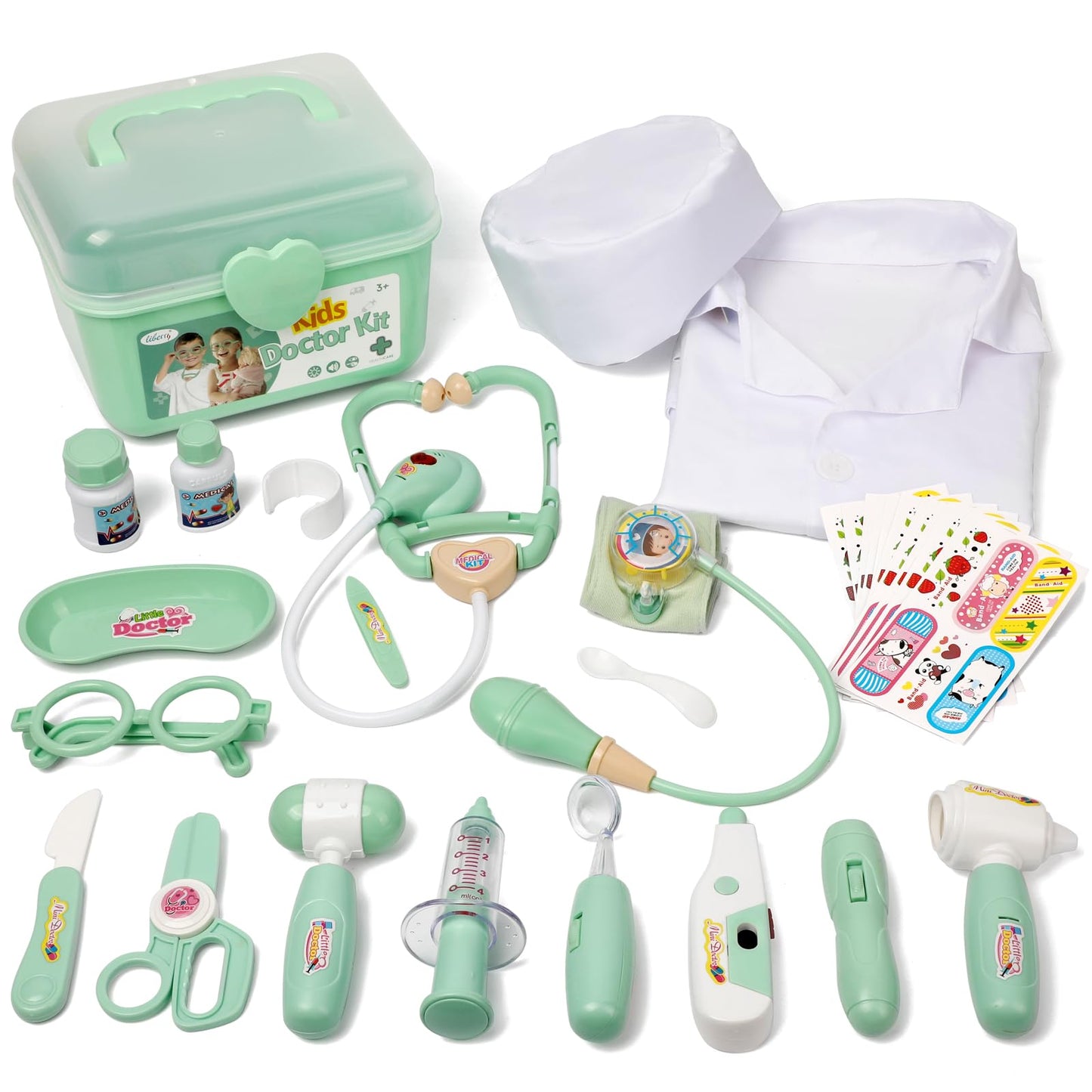 Liberry Doctor Kit for Toddlers (3-5) — 30-Piece Pretend Play Set with Stethoscope & Costume