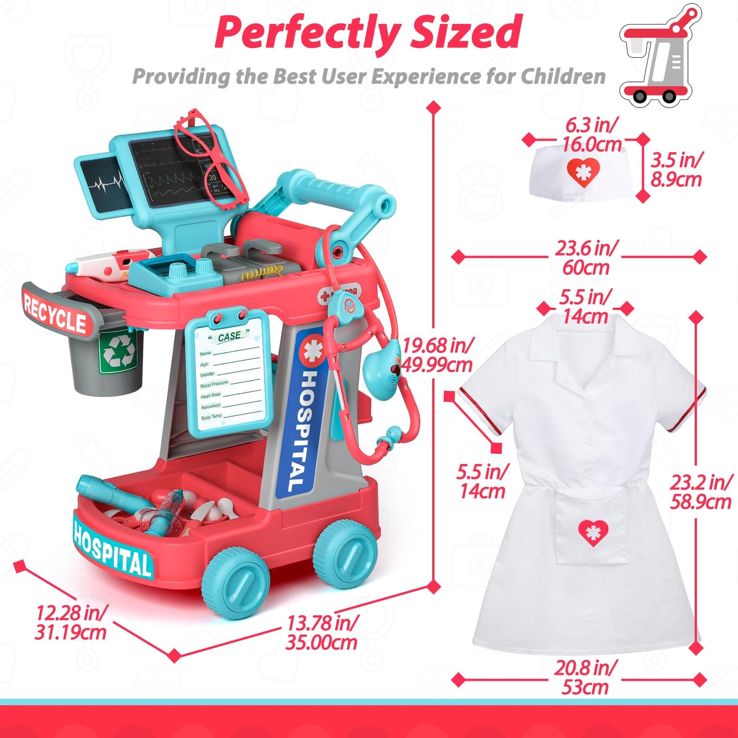 Liberry Doctor Kit for Toddlers – Realistic Cart Playset with Stethoscope