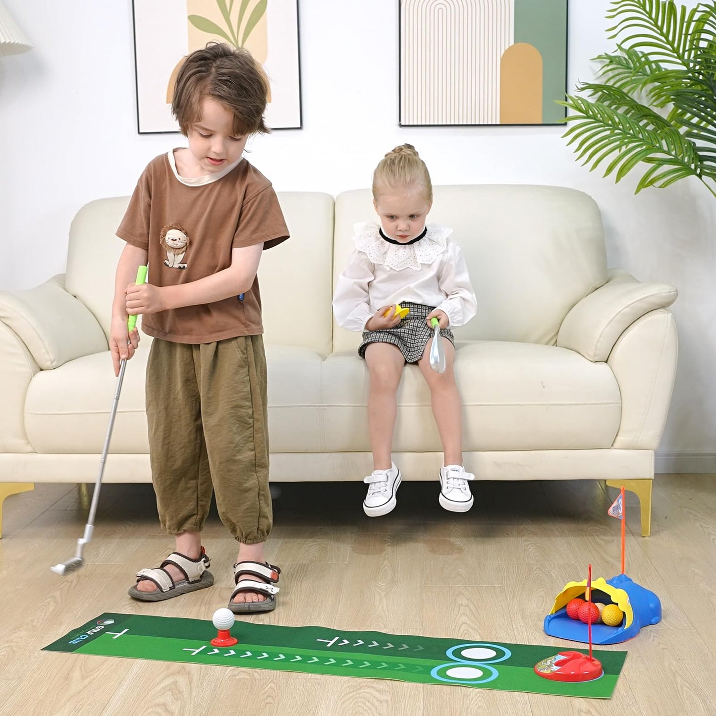 Liberry Kids Golf Set for 3-6 Years - Glow Balls, Auto Ball Returner, Putting Mat