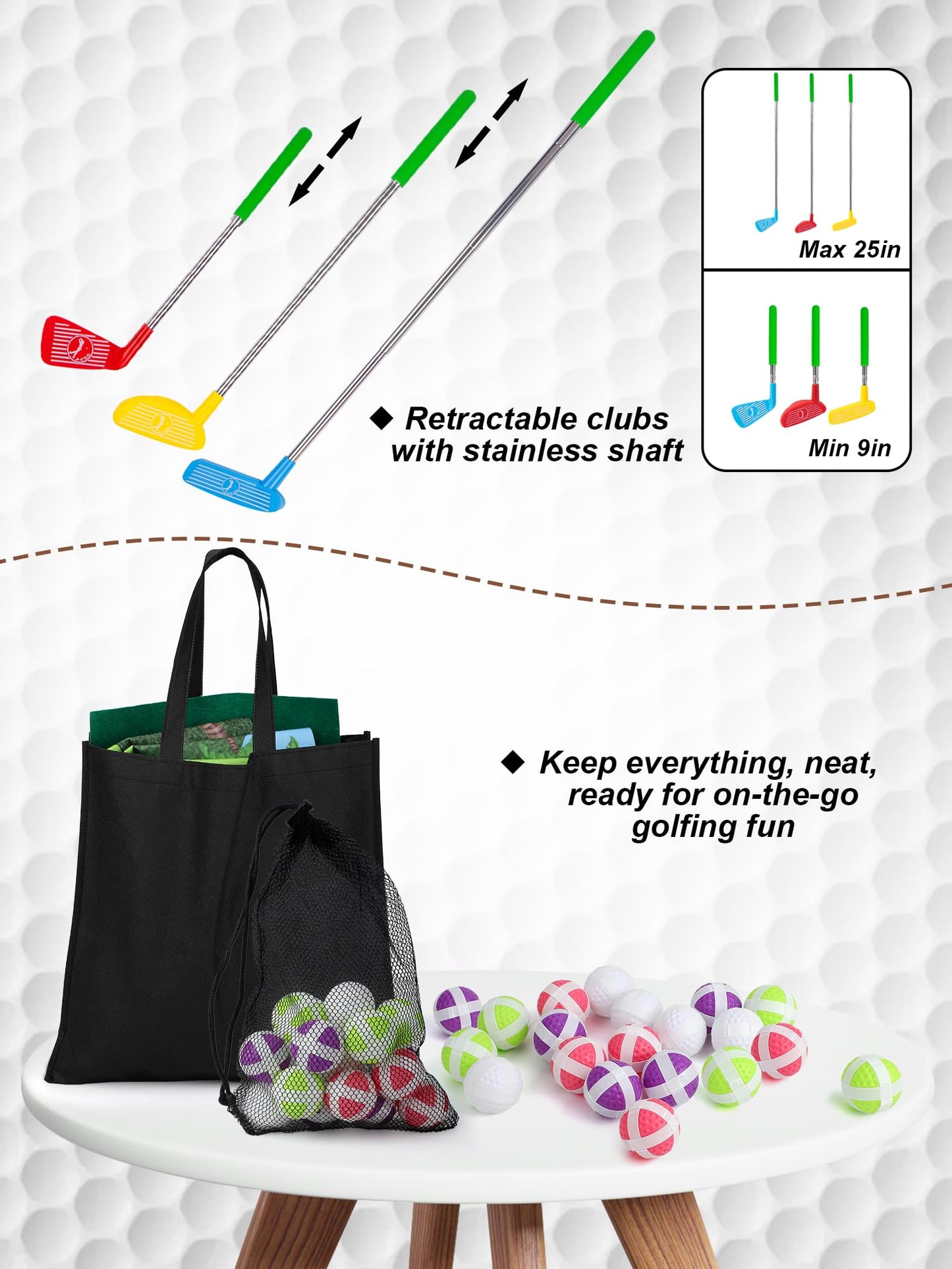 Liberry Kids Golf Set (Ages 3-7) | Indoor/Outdoor Chipping Game with Mat, Sticky Balls, Retractable Clubs