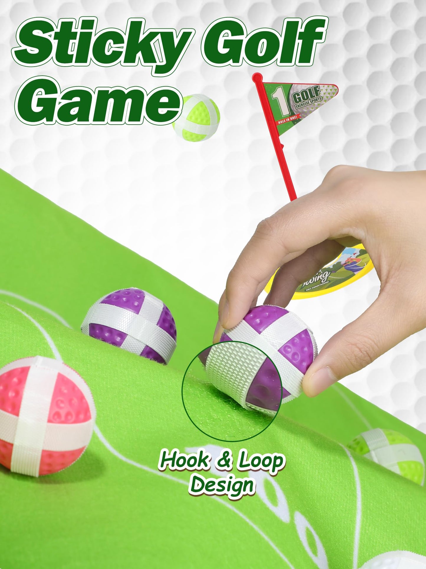 Liberry Kids Golf Set (Ages 3-7) | Indoor/Outdoor Chipping Game with Mat, Sticky Balls, Retractable Clubs