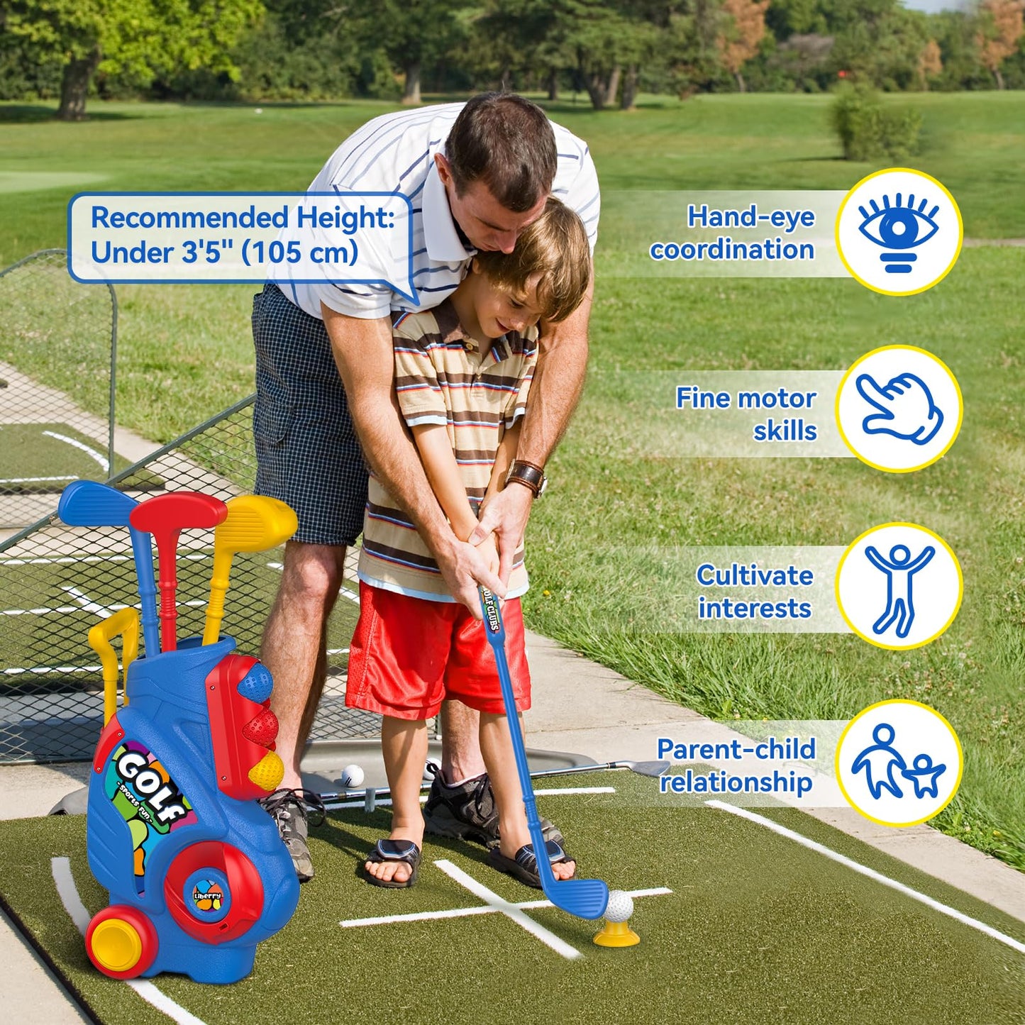 Liberry Toddler Golf Set with Putting Mat — Indoor & Outdoor Kids Golf Toys for 2-4 Year Olds