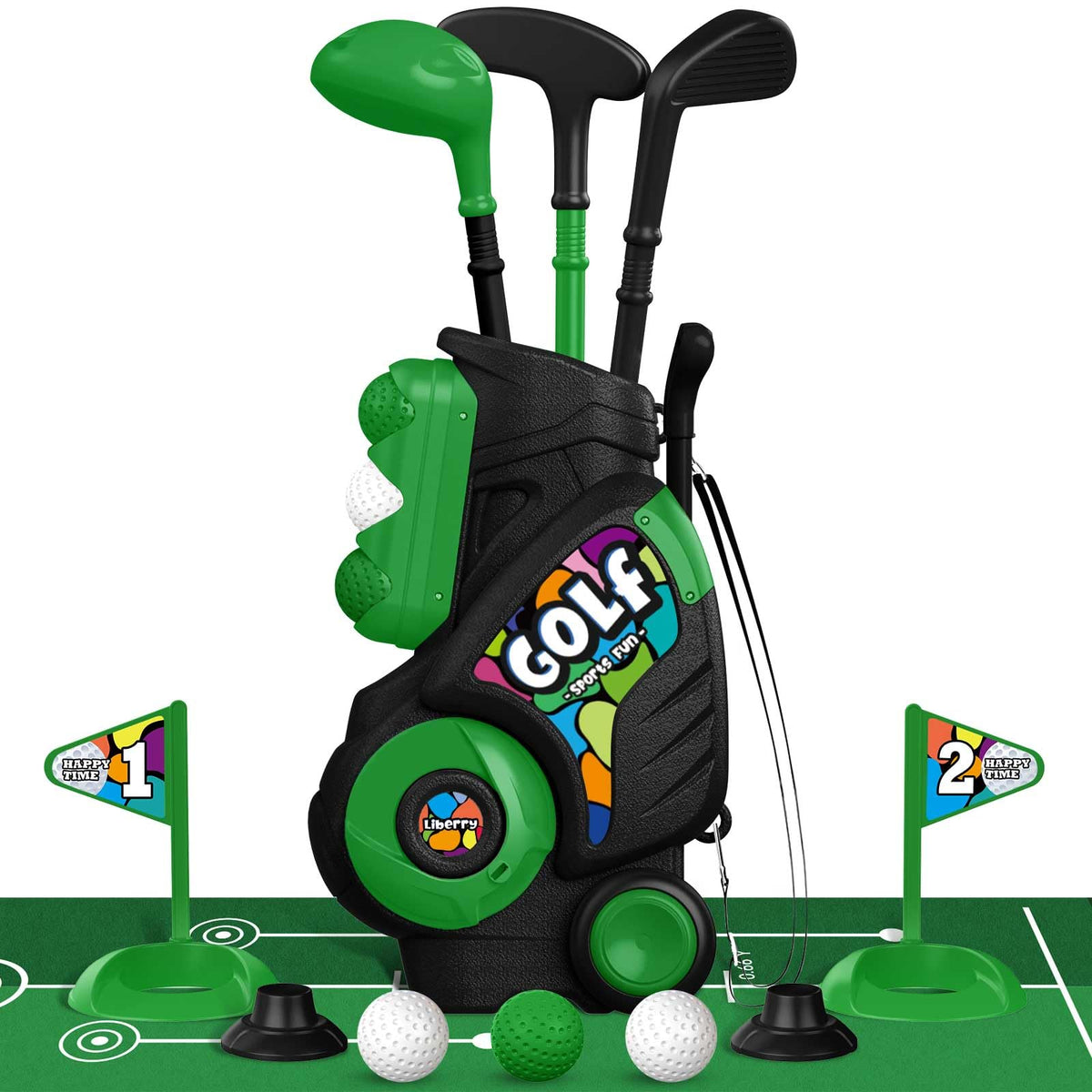 Liberry Toddler Golf Set for Boys & Girls Aged 2-4 – Indoor/Outdoor Cart with Putting Mat
