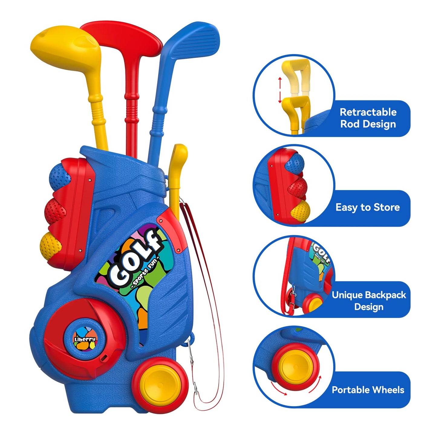 Liberry Toddler Golf Set with Putting Mat — Indoor & Outdoor Kids Golf Toys for 2-4 Year Olds