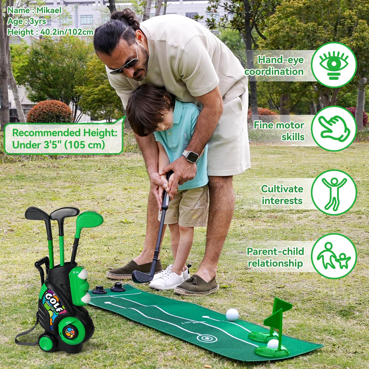 Liberry Toddler Golf Set for Boys & Girls Aged 2-4 – Indoor/Outdoor Cart with Putting Mat