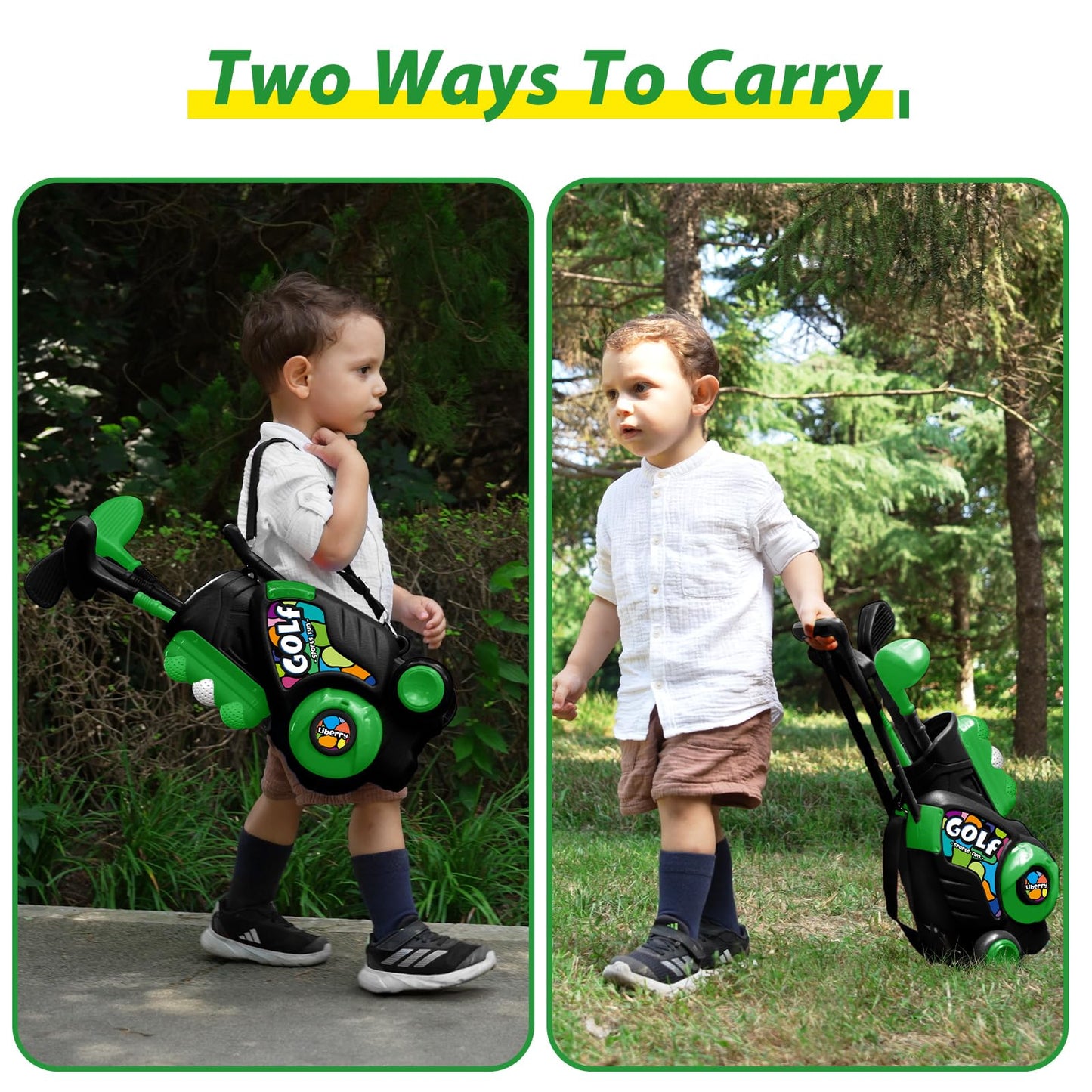 Liberry Toddler Golf Set for Ages 2-4 | Outdoor & Indoor Kid Cart with Shoulder Strap